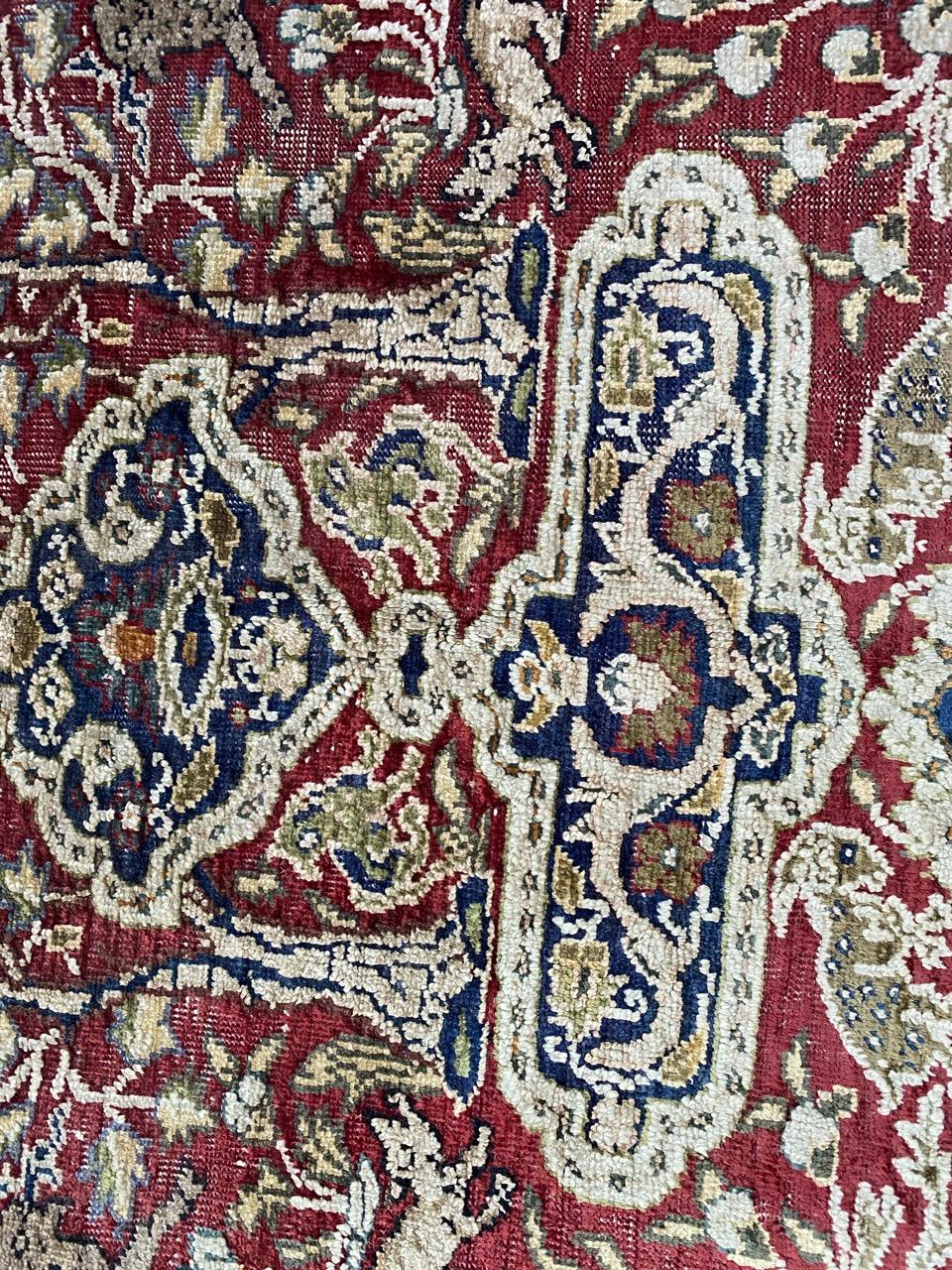 Hand-Knotted Bobyrug’s Antique Silk Turkish Kayseri Rug For Sale