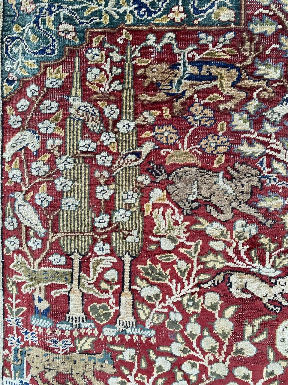 20th Century Bobyrug’s Antique Silk Turkish Kayseri Rug For Sale
