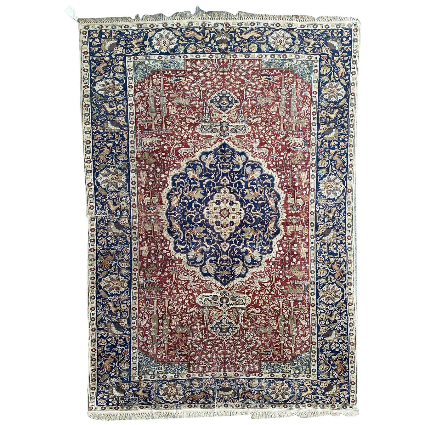 Antique Silk Turkish Kayseri Rug