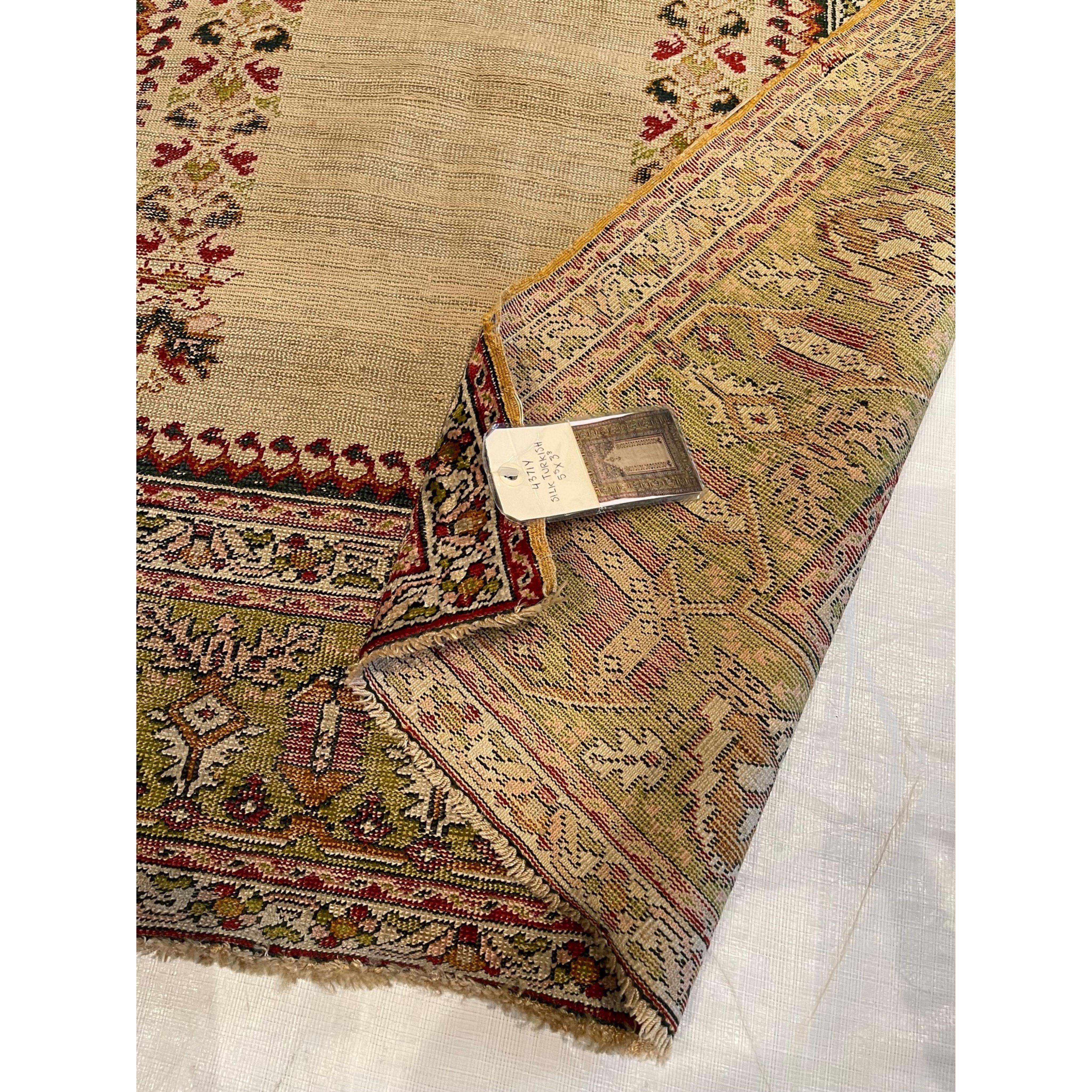 Other Antique Silk Turkish Rug 5.5x3.8 For Sale
