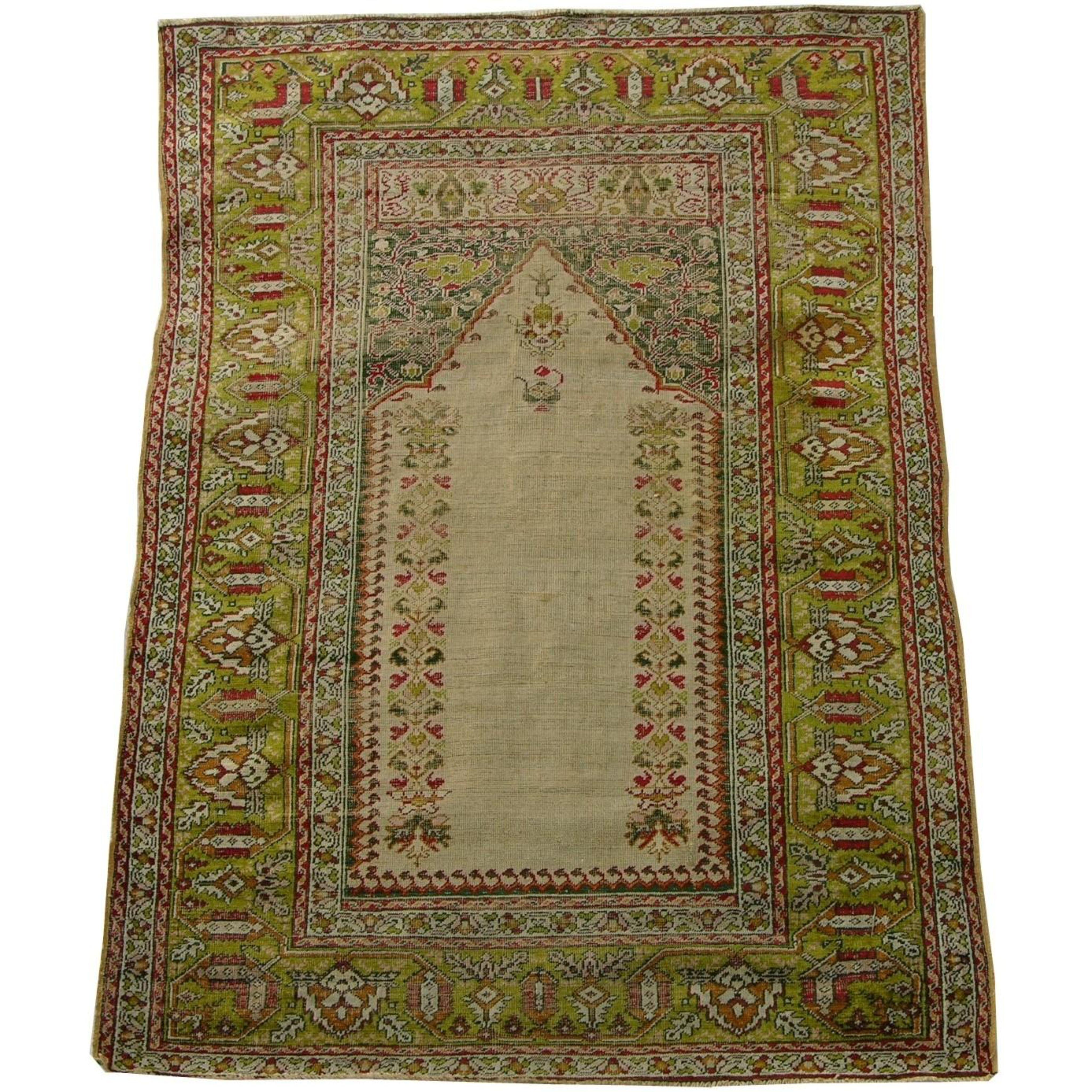 Antique Silk Turkish Rug 5.5x3.8 In Good Condition For Sale In Los Angeles, US