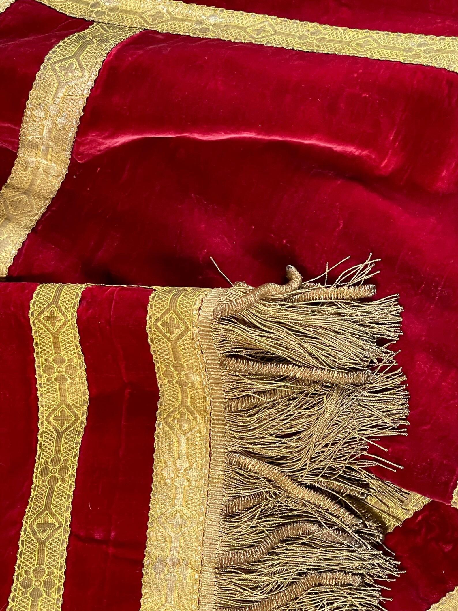 French Antique Silk Velvet Altar Frontal For Sale