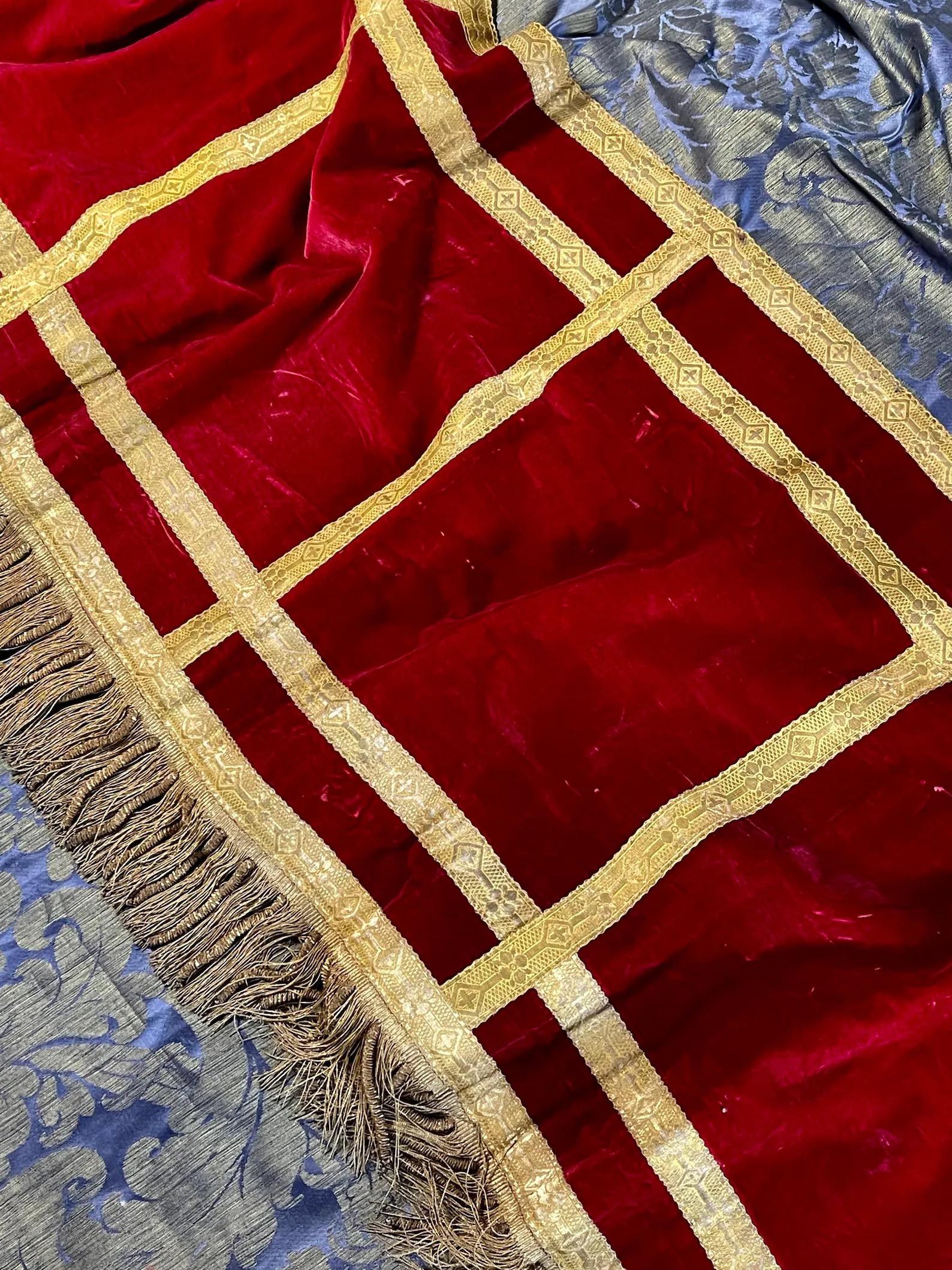 18th Century Antique Silk Velvet Altar Frontal For Sale