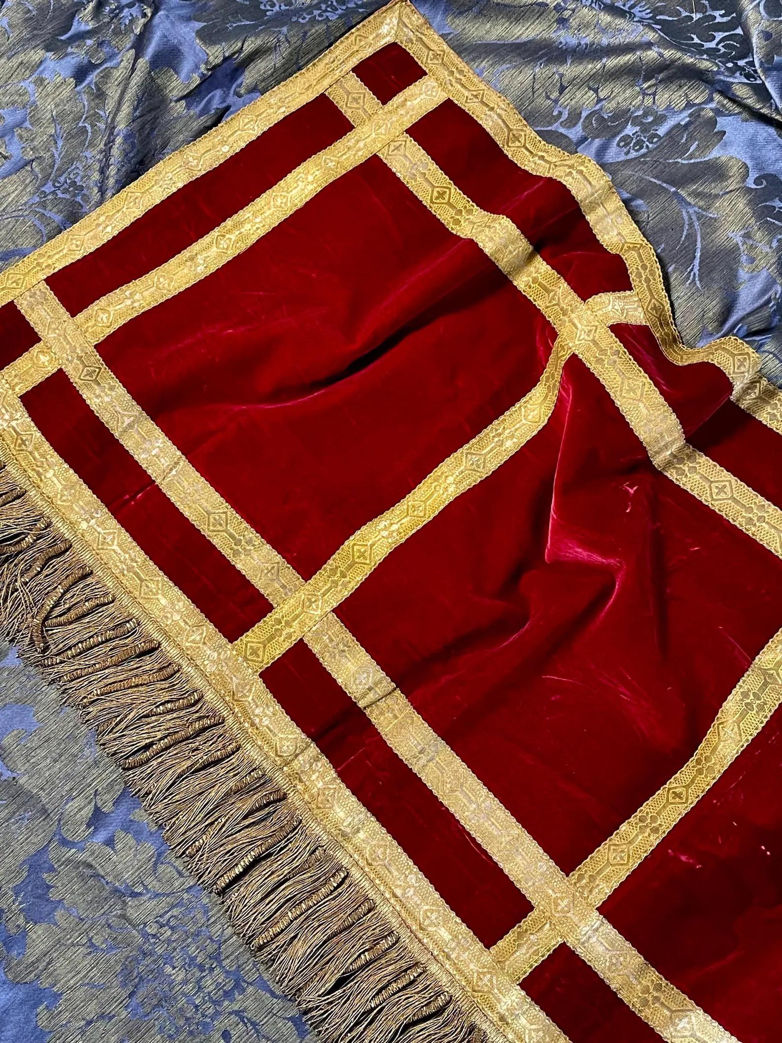 Antique Silk Velvet Altar Frontal For Sale 1