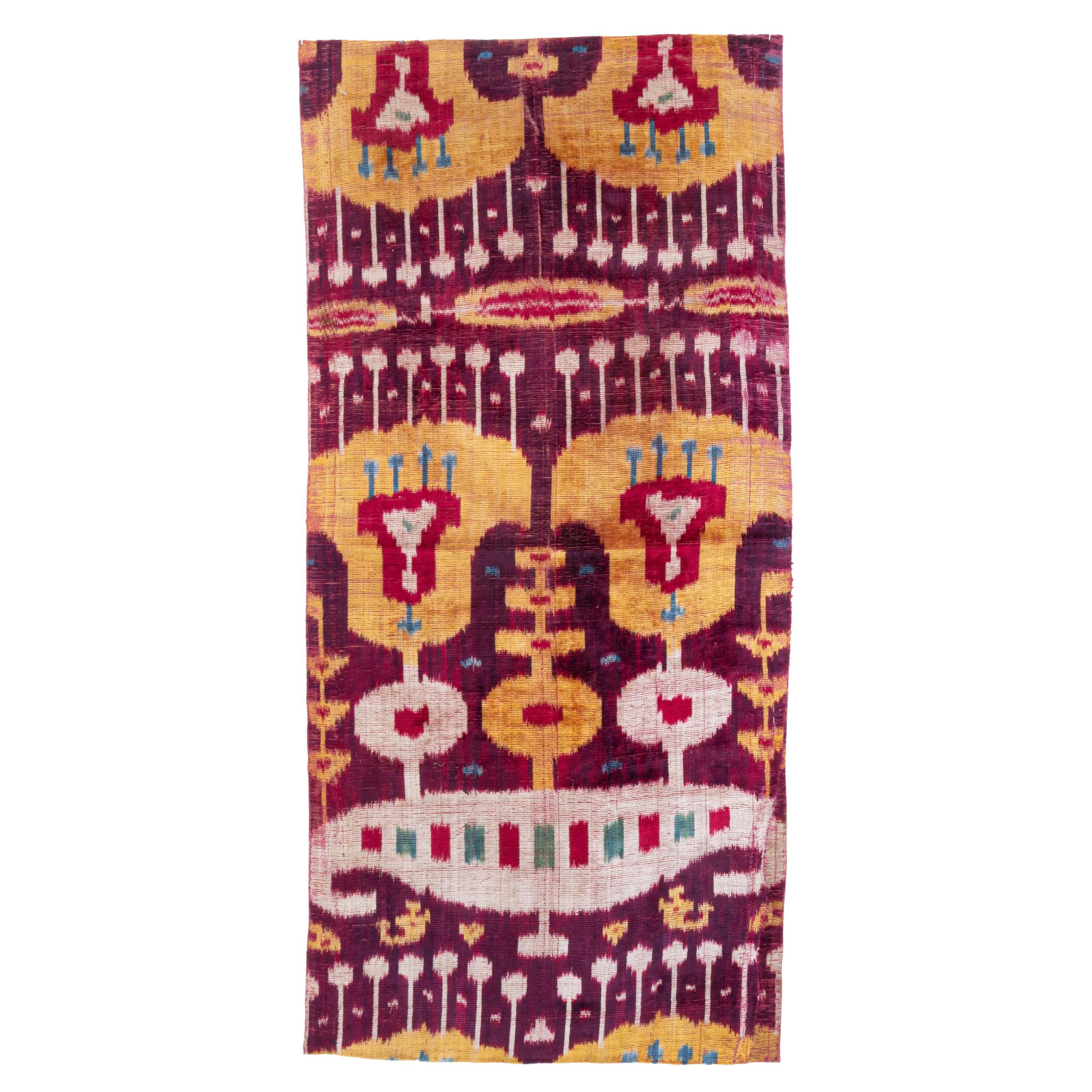 Antike Ikat-Tafel aus Seidensamt aus Ikat, Usbekistan, 19. Jahrhundert im Angebot