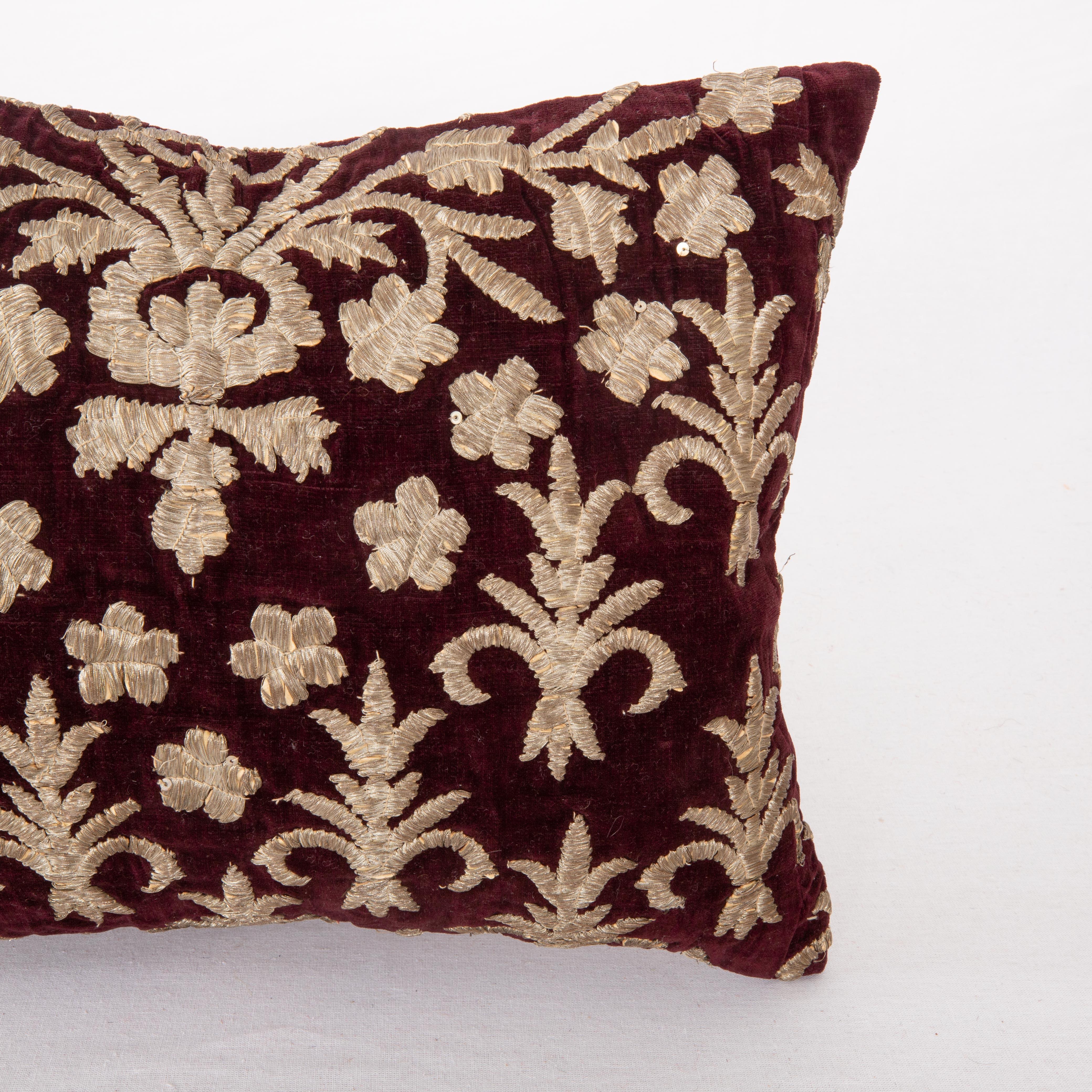 Turkish Antique Silk Velvet Ottoman Sarma Pillow Cover, L 19th C. / E 20th Century