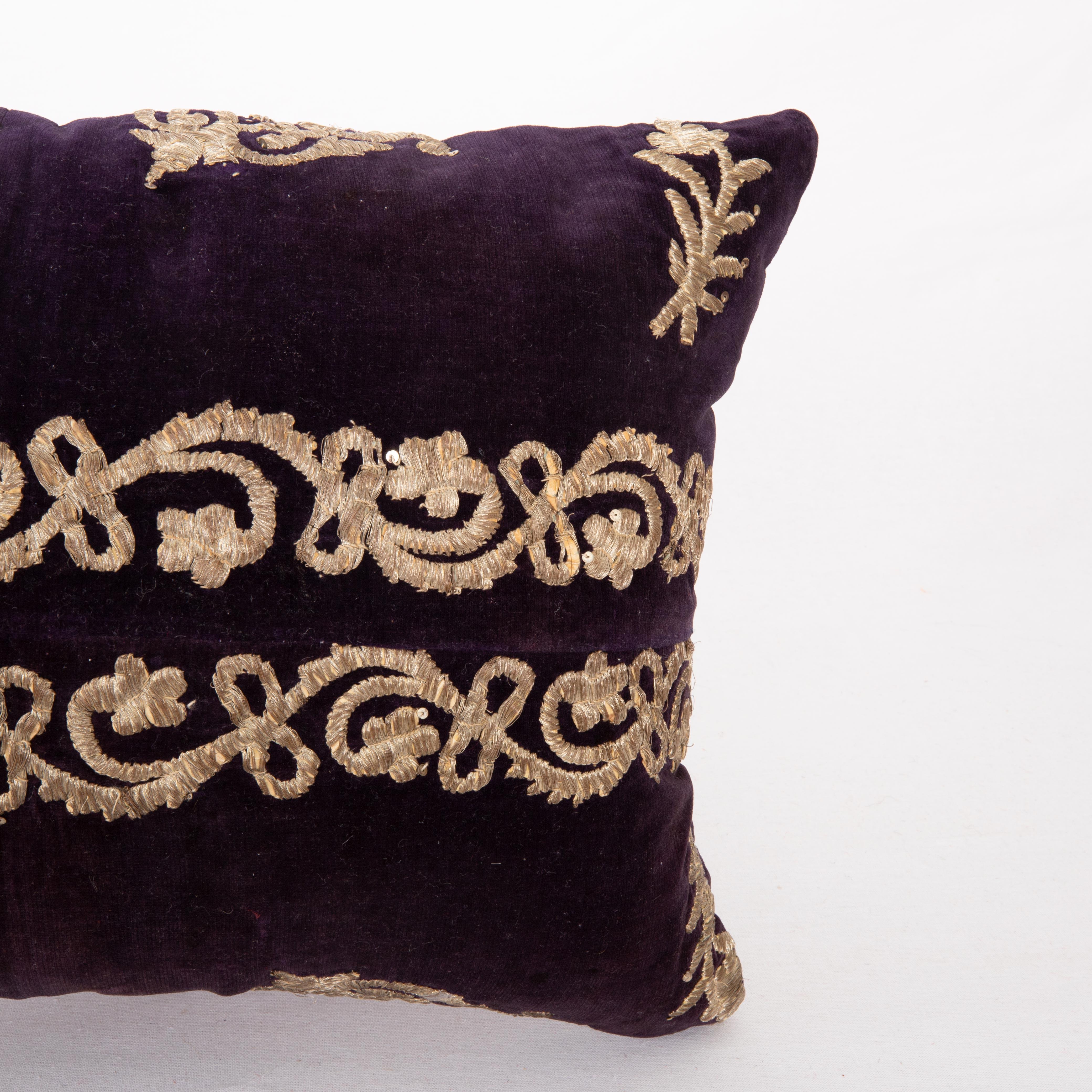 Turkish Antique Silk Velvet Ottoman Sarma Pillow Cover, L 19th Century/ E 20th Century For Sale