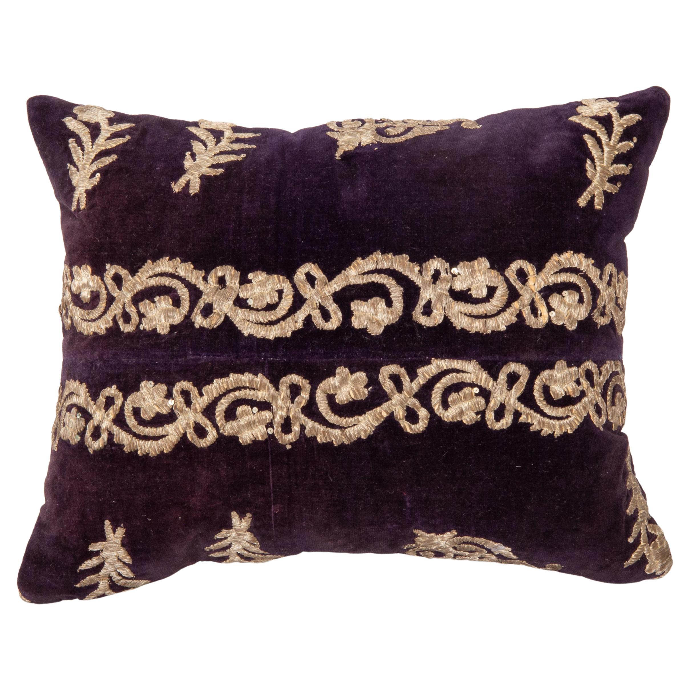 Antique Silk Velvet Ottoman Sarma Pillow Cover, L 19th Century/ E 20th Century For Sale