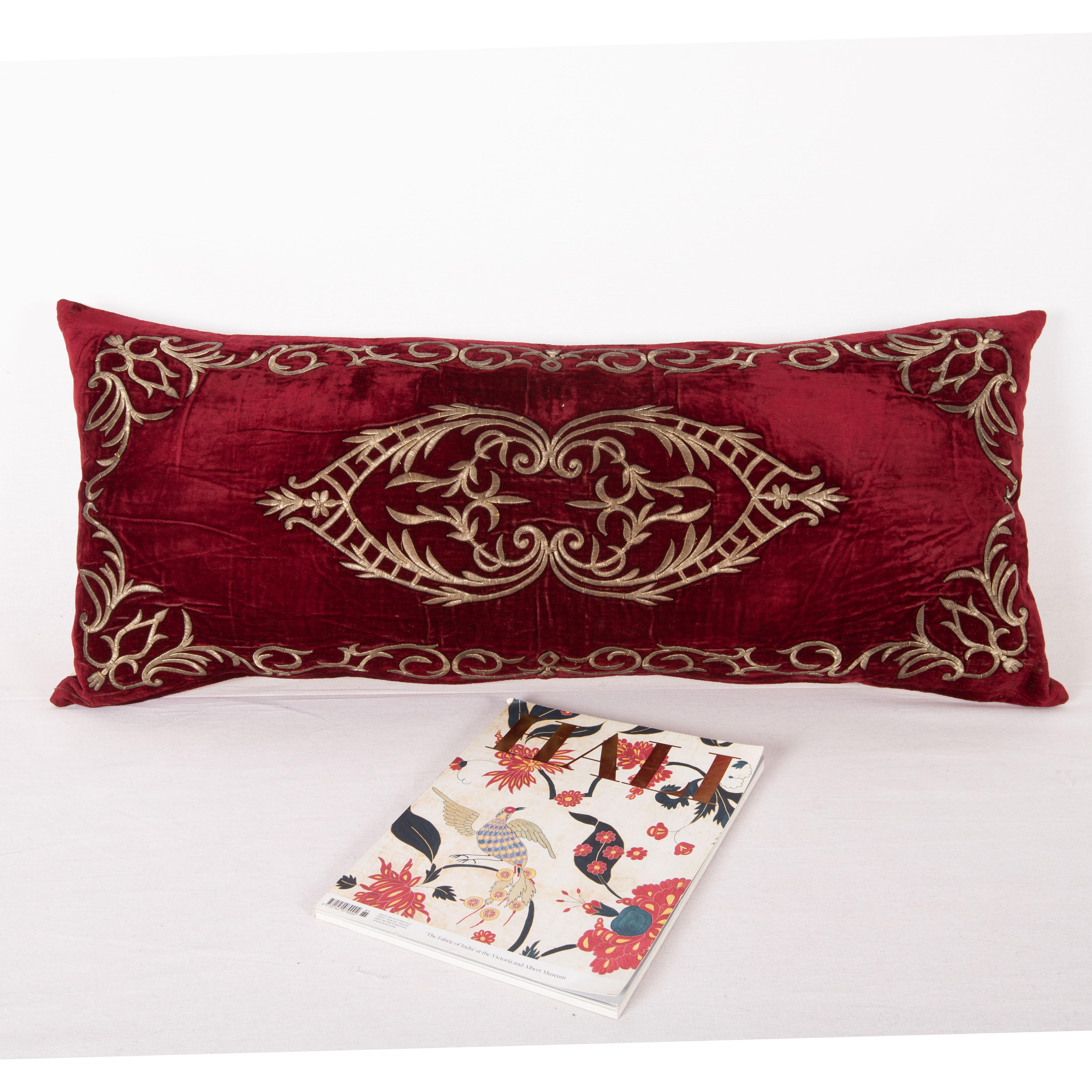Islamic Antique Silk Velvet Ottoman Sarma Pillow Cover, L 19th C