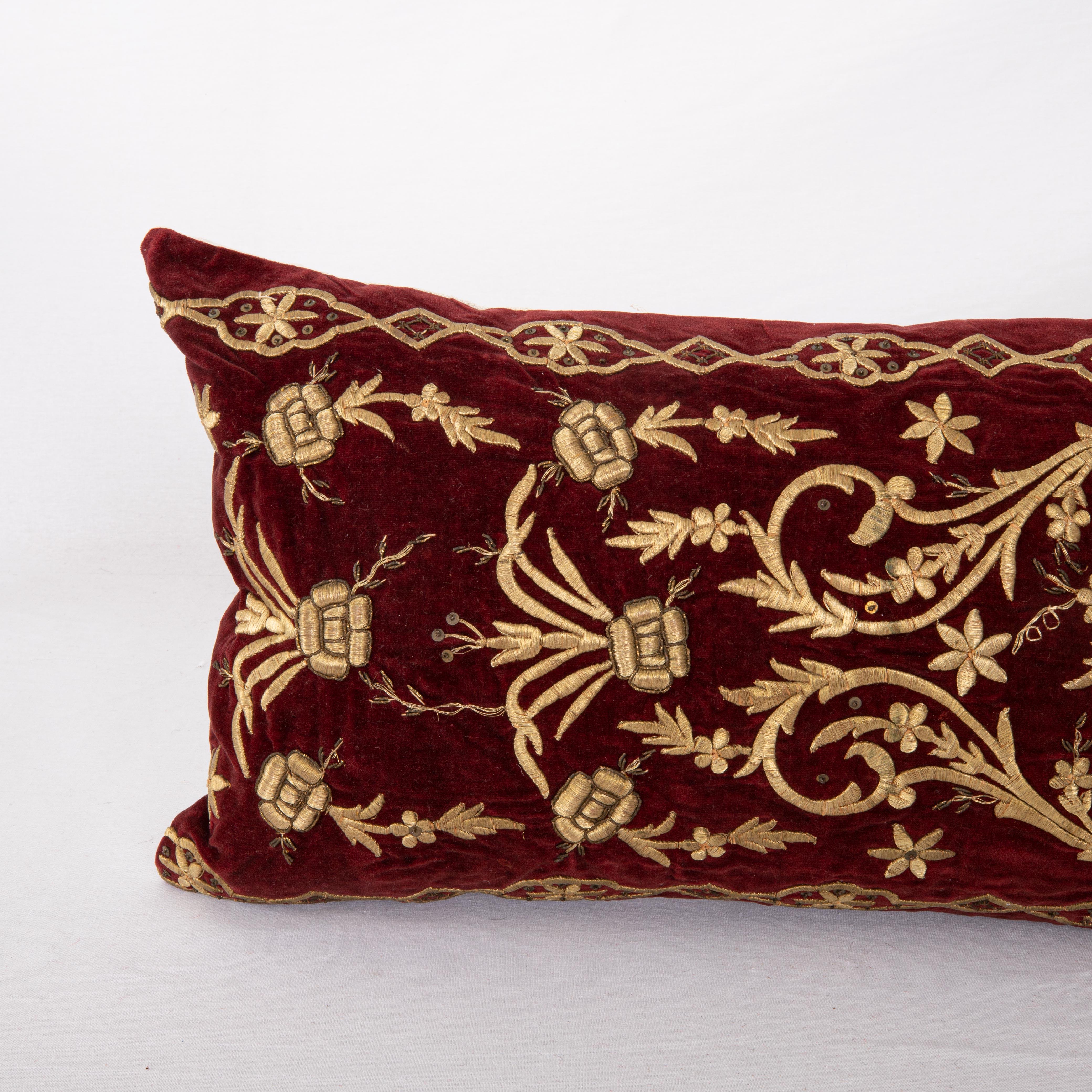 Islamic Antique Silk Velvet Ottoman Sarma Pillow Cover, Late 19th Century For Sale