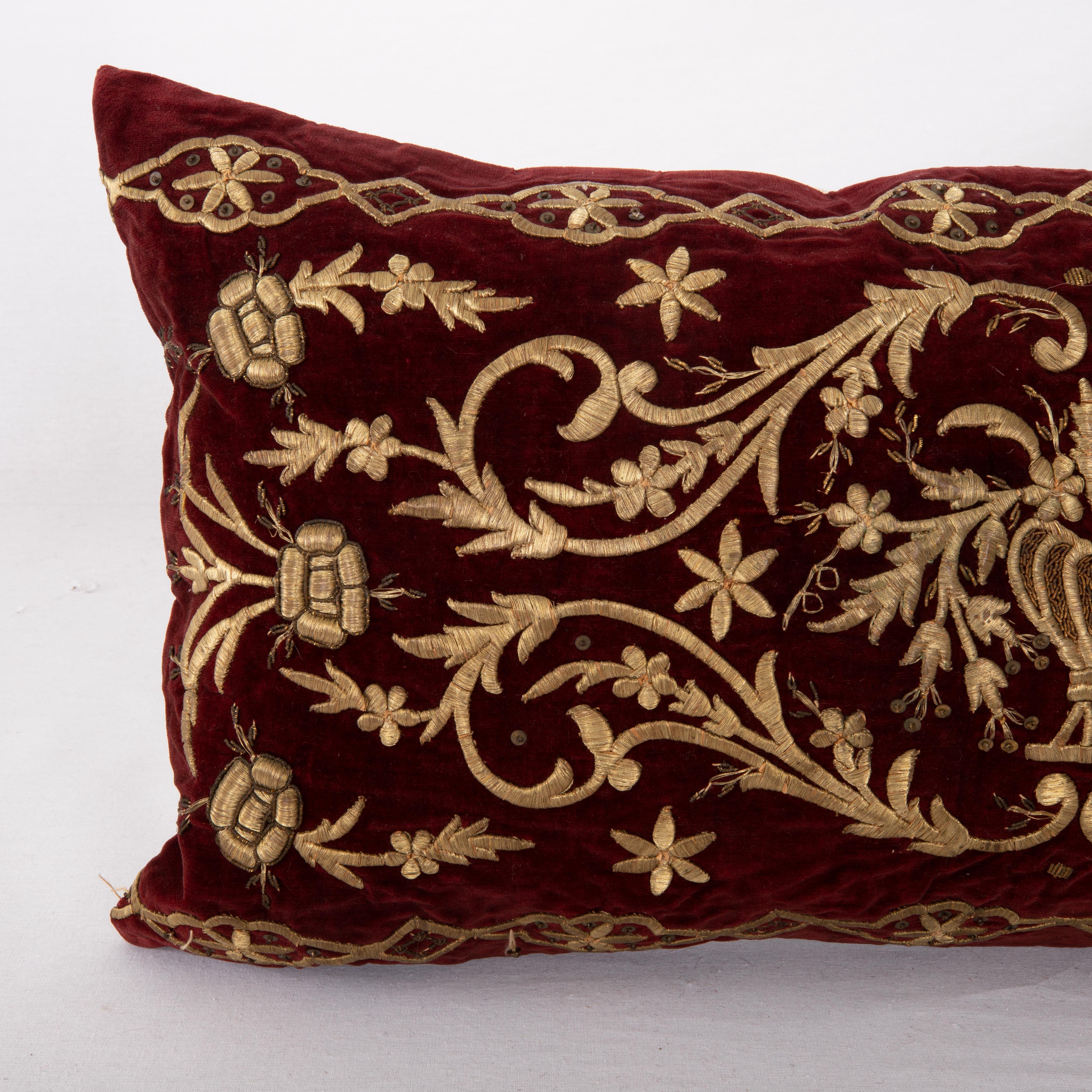 Islamic Antique Silk Velvet Ottoman Sarma Pillow Cover, L 19th Century