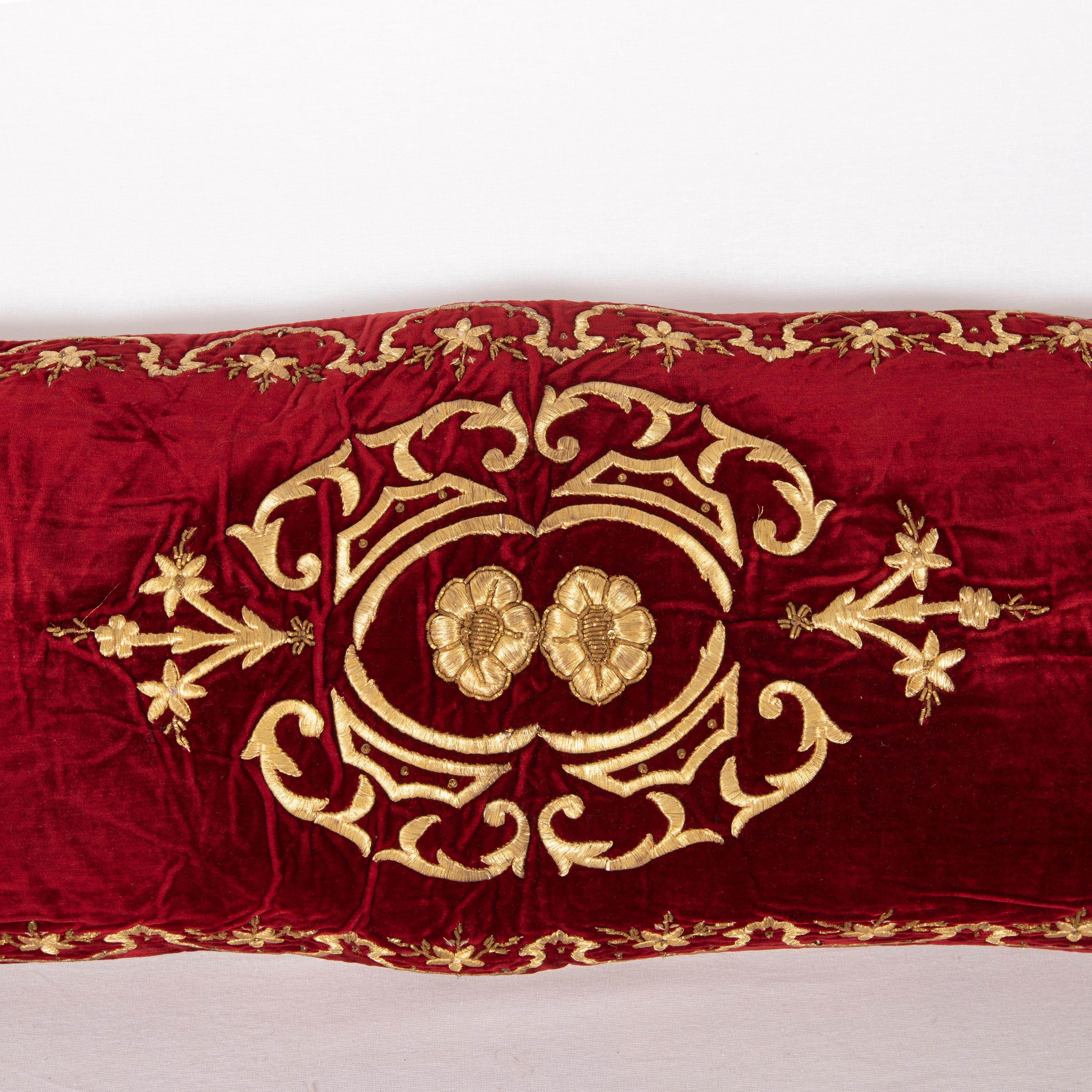 Turkish Antique Silk Velvet Ottoman Sarma Pillow Cover, L 19th C.