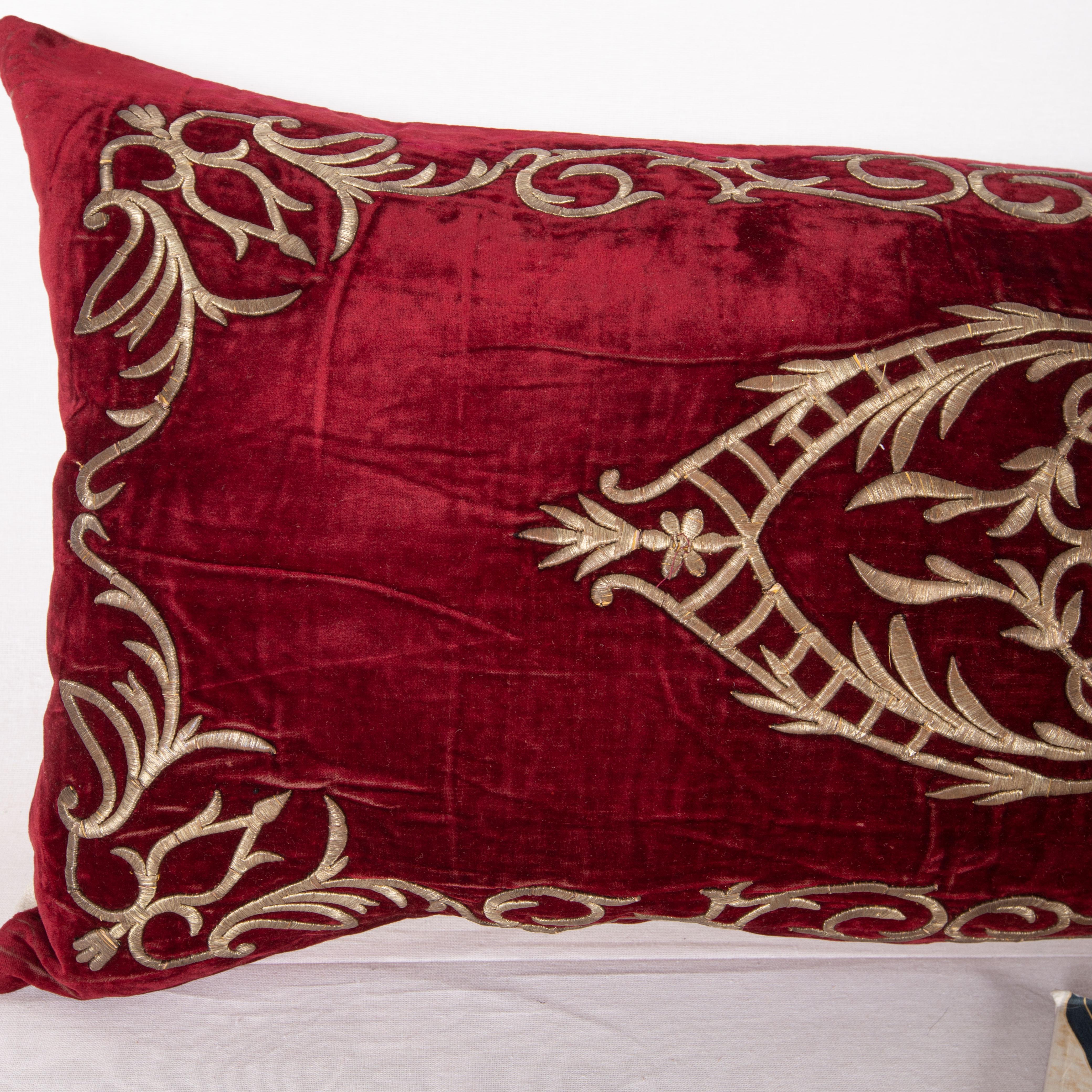 Turkish Antique Silk Velvet Ottoman Sarma Pillow Cover, L 19th C