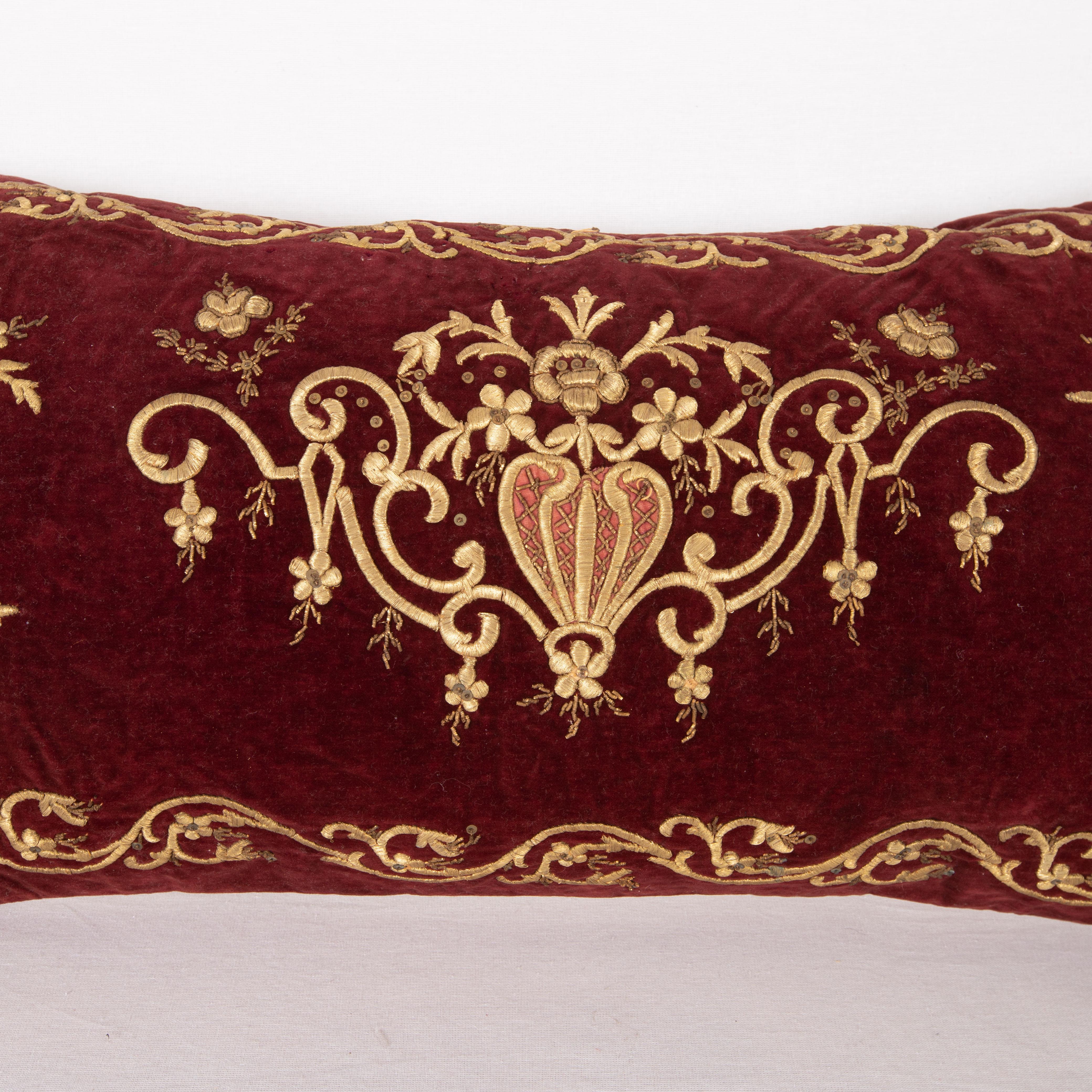 Turkish Antique Silk Velvet Ottoman Sarma Pillow Cover, L 19th C.