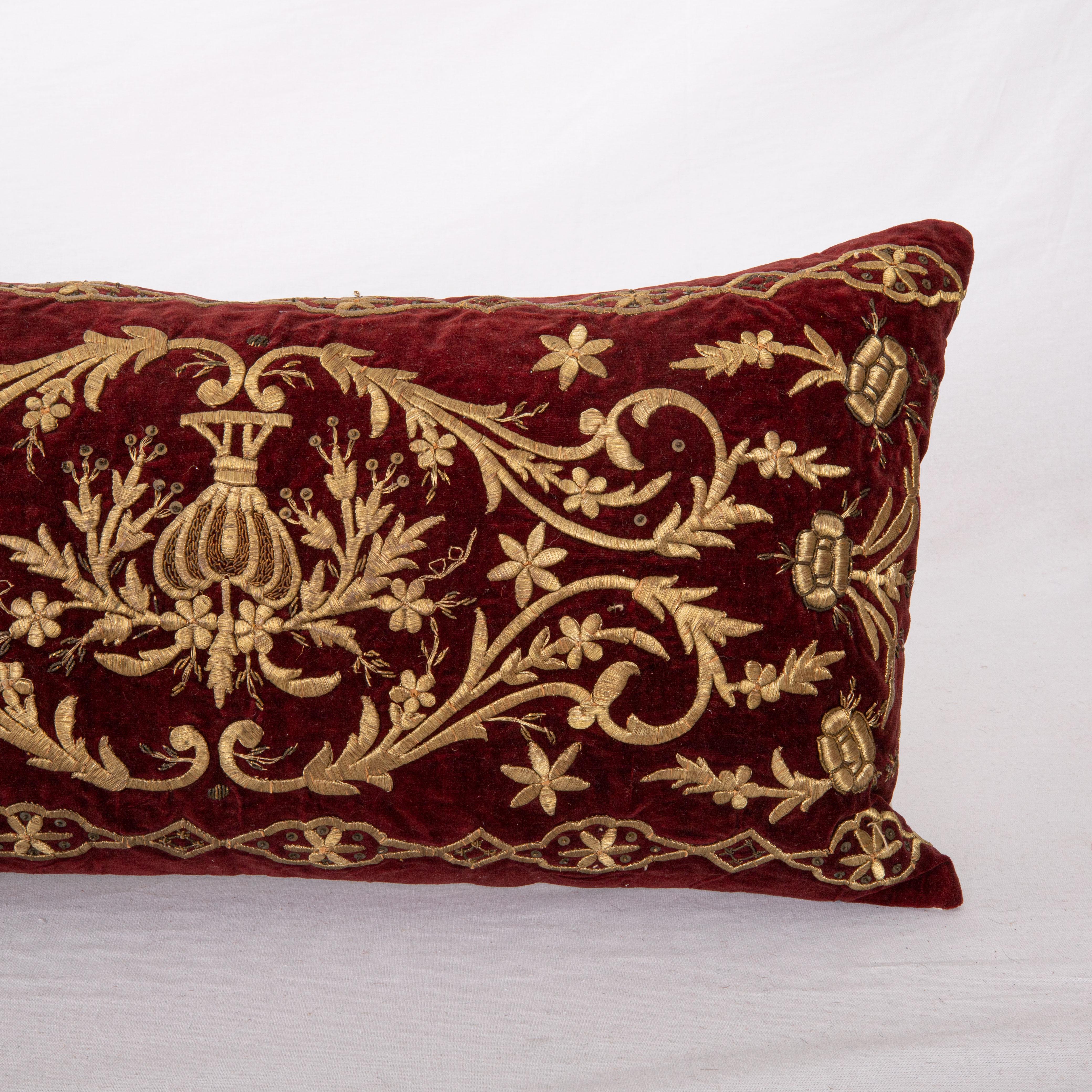 Turkish Antique Silk Velvet Ottoman Sarma Pillow Cover, Late 19th Century