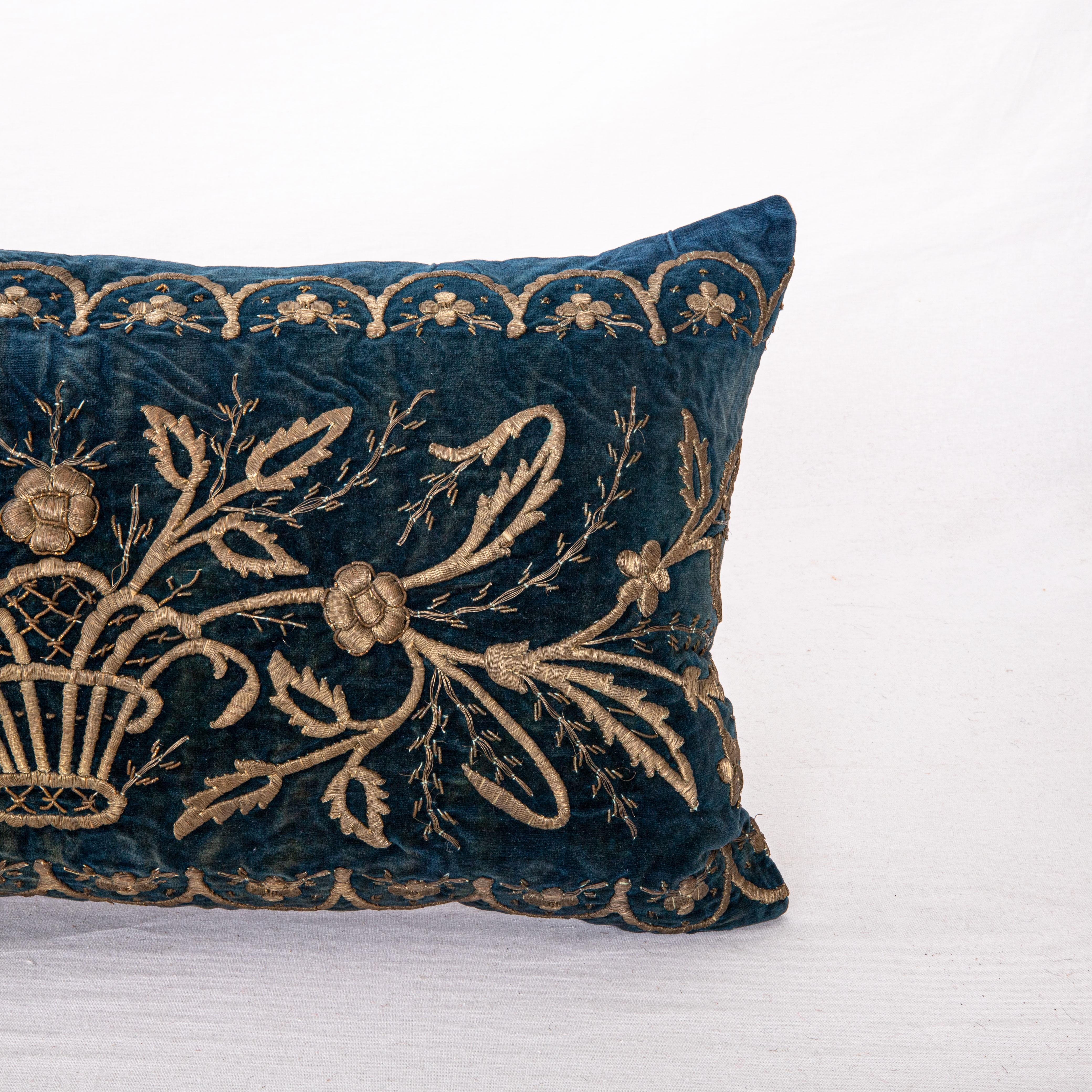 Turkish Antique Silk Velvet Ottoman Sarma Pillow Cover, L 19th Century For Sale