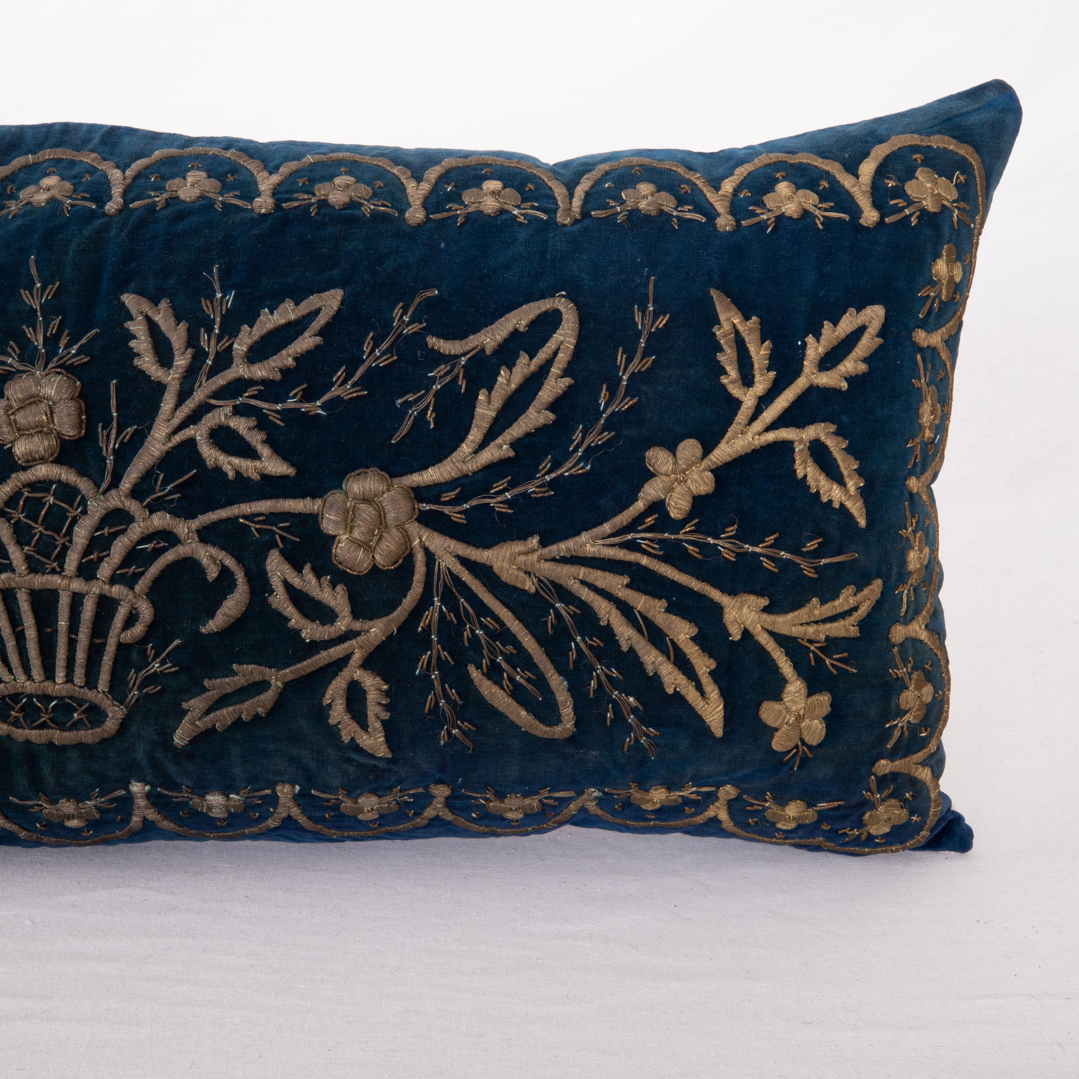 Turkish Antique Silk Velvet Ottoman Sarma Pillow Cover, Late 19th Century