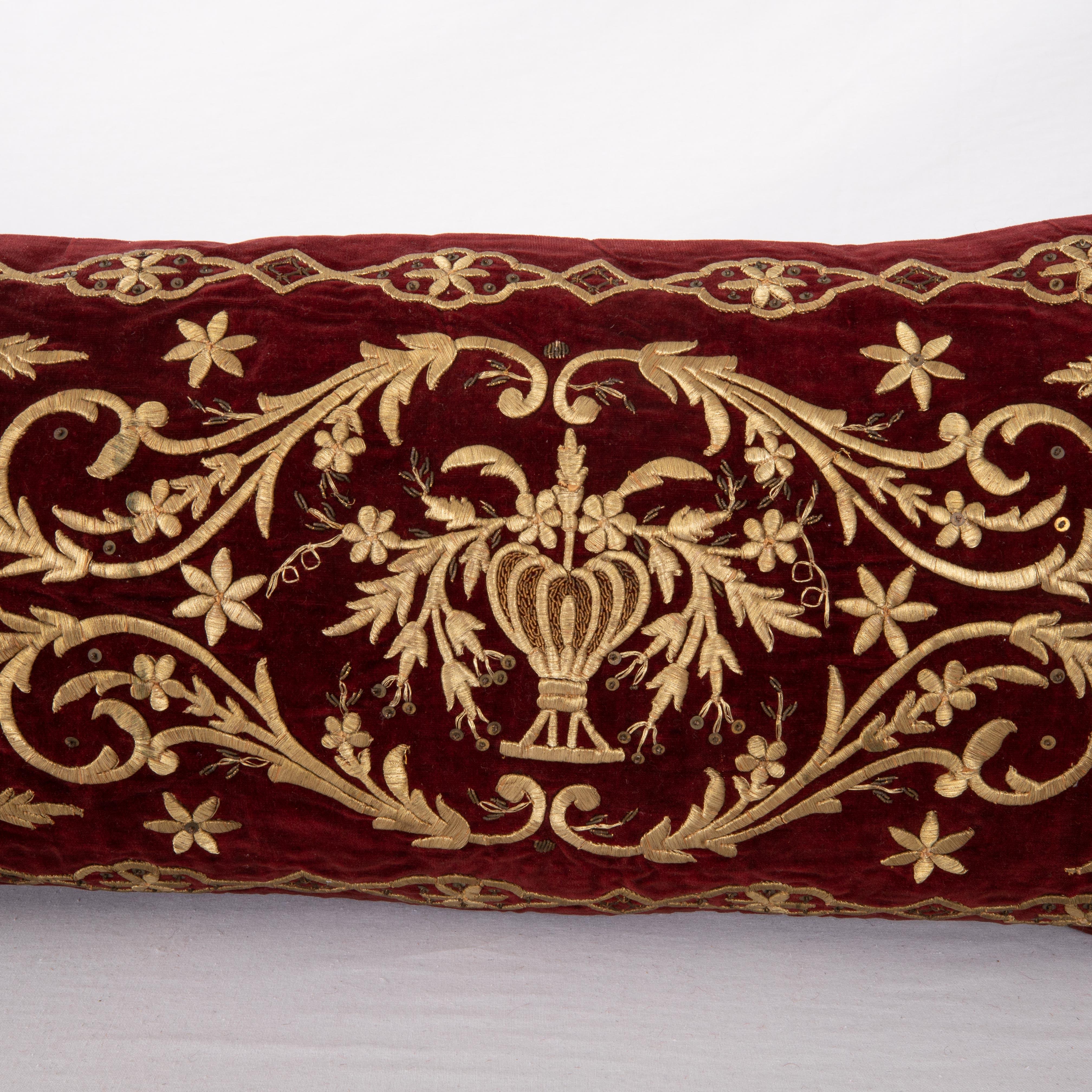 Turkish Antique Silk Velvet Ottoman Sarma Pillow Cover, Late 19th Century For Sale