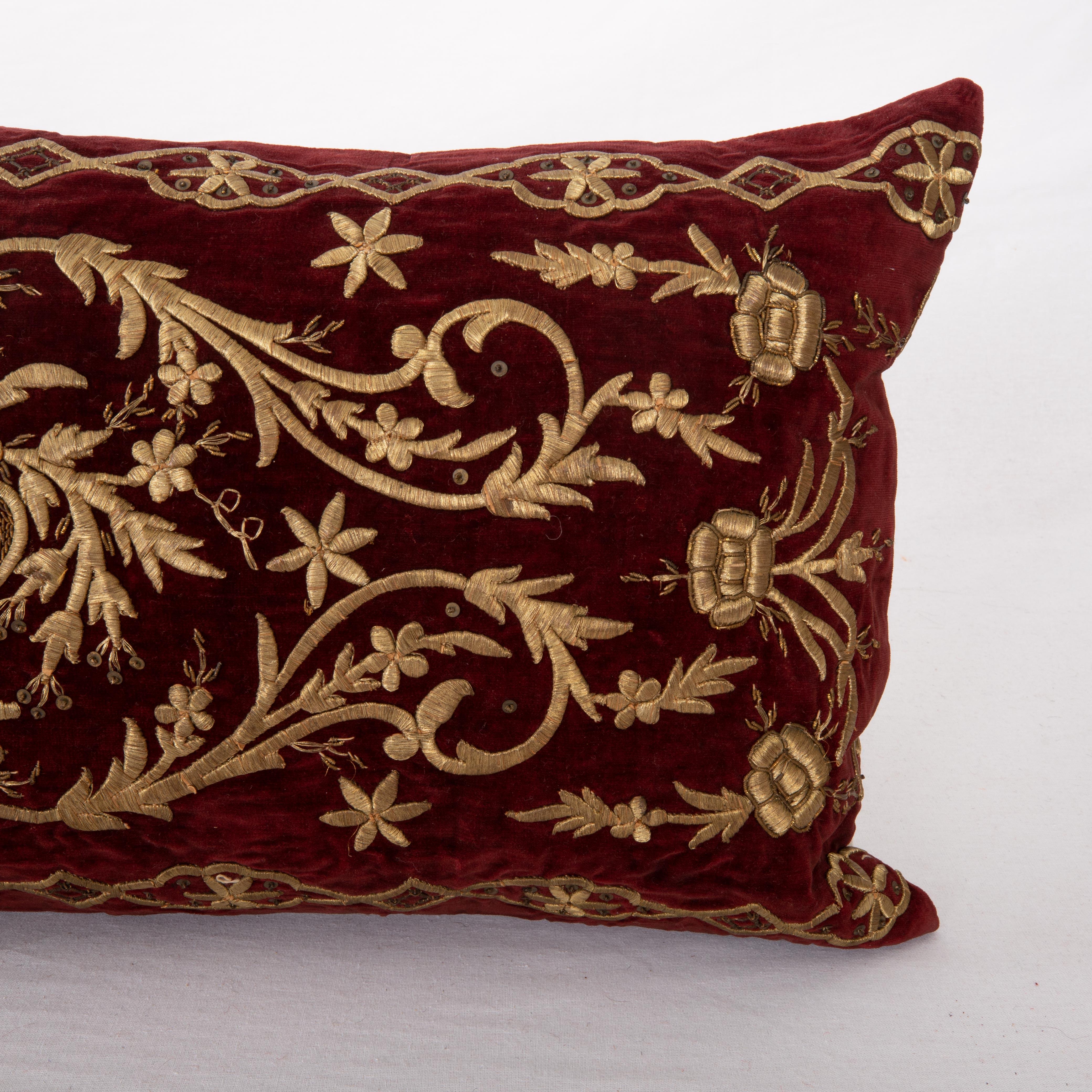 Turkish Antique Silk Velvet Ottoman Sarma Pillow Cover, L 19th Century