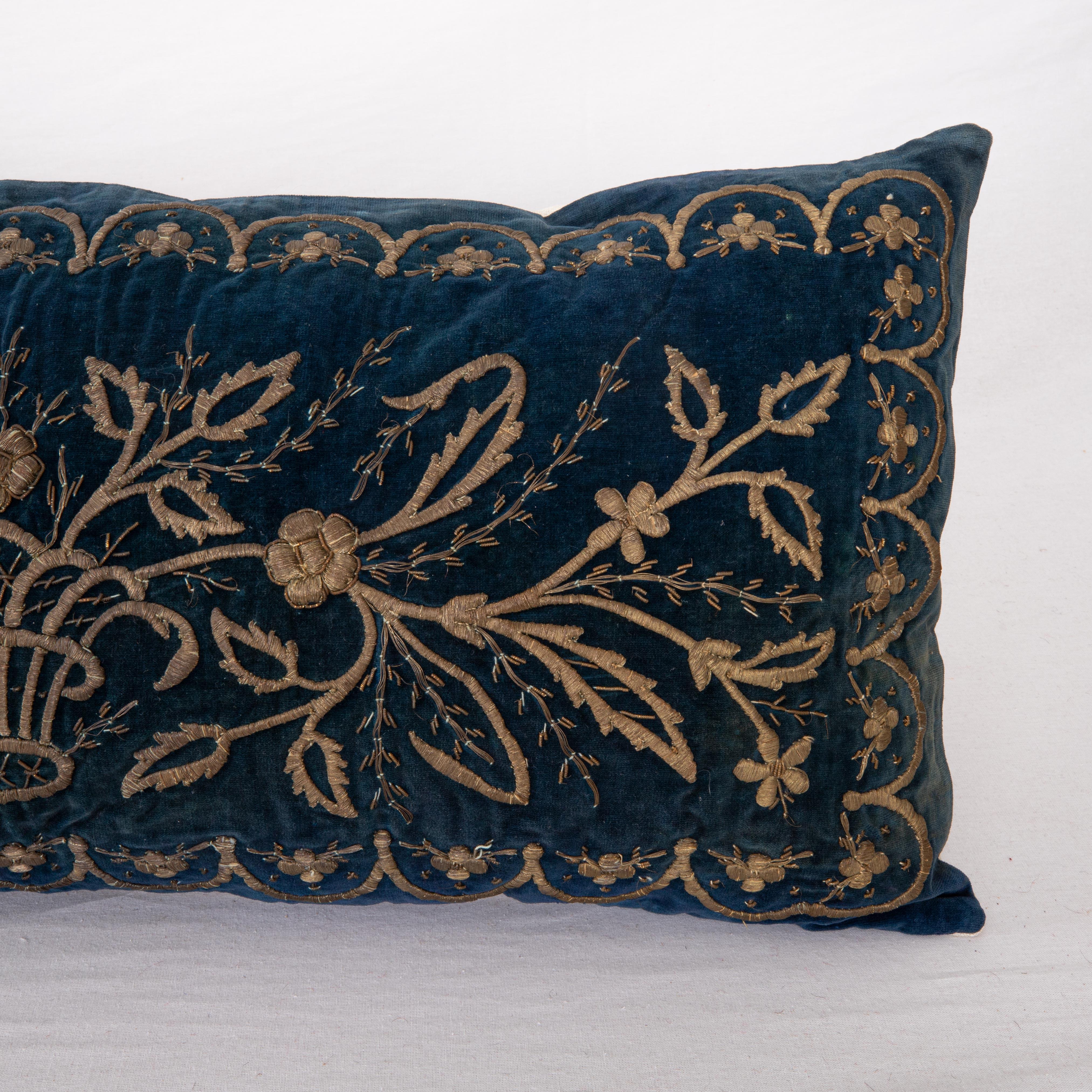 Turkish Antique Silk Velvet Ottoman Sarma Pillow Cover, L 19th Century For Sale
