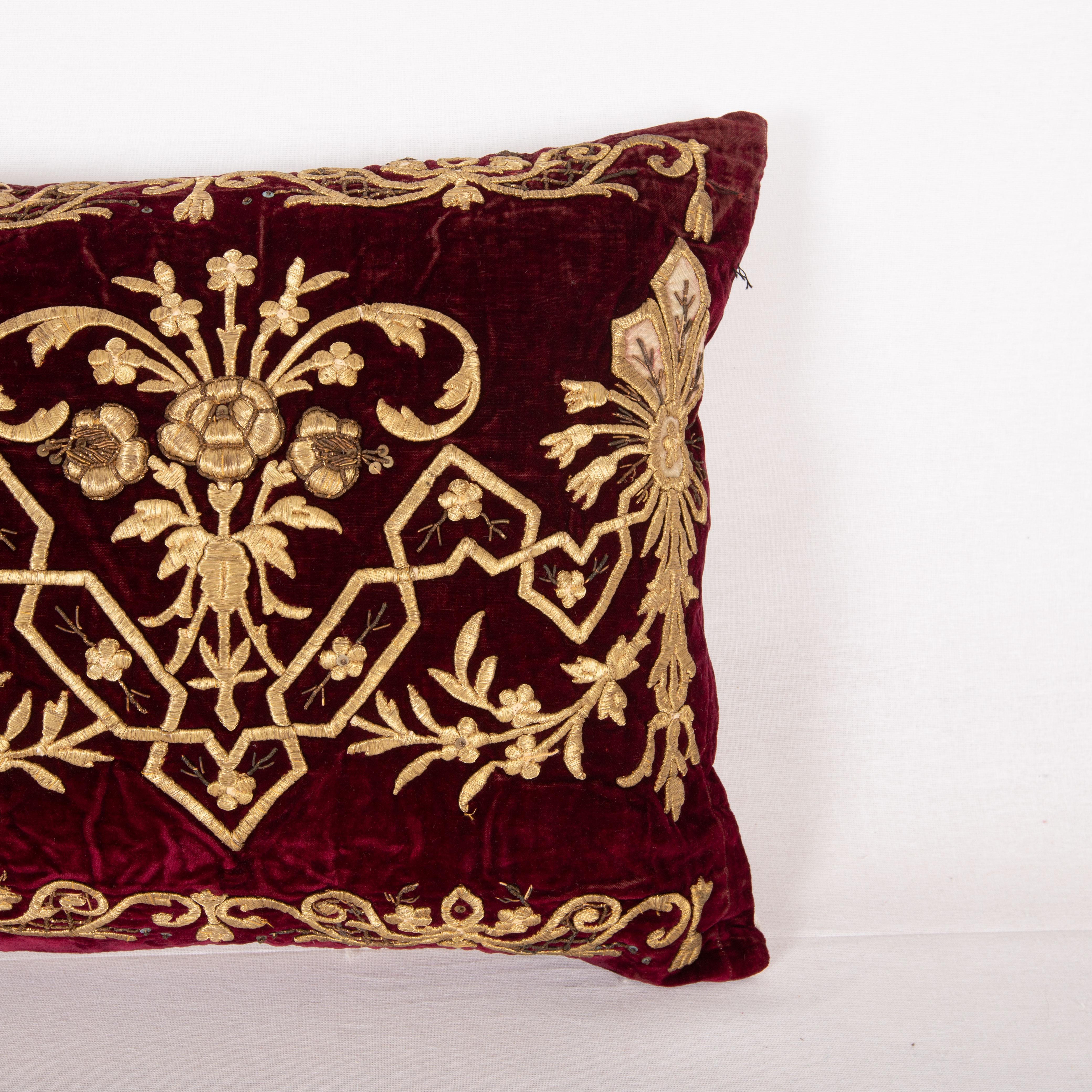 Antique Silk Velvet Ottoman Sarma Pillow Cover, L 19th C. In Good Condition In Istanbul, TR