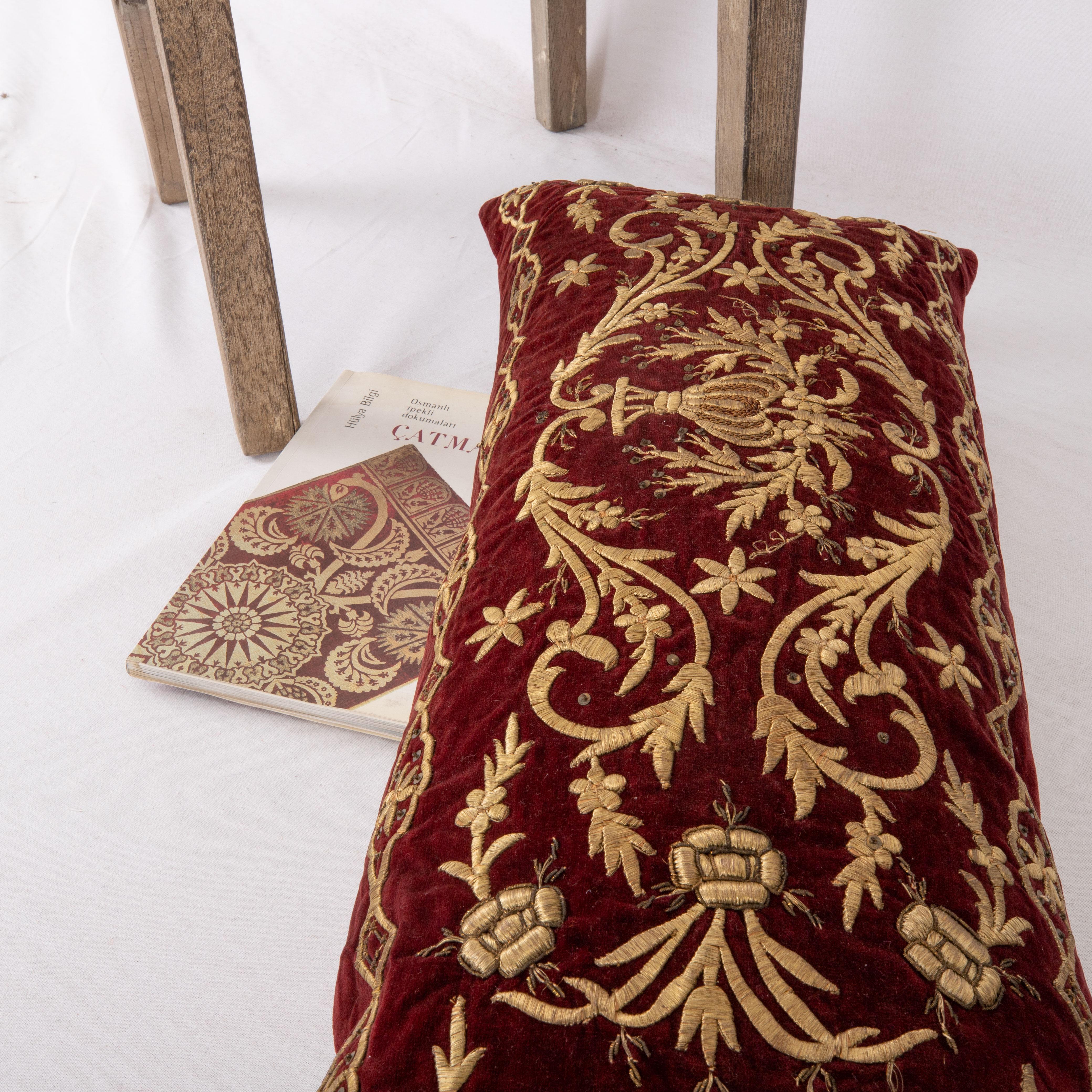 Antique Silk Velvet Ottoman Sarma Pillow Cover, Late 19th Century In Good Condition For Sale In Istanbul, TR