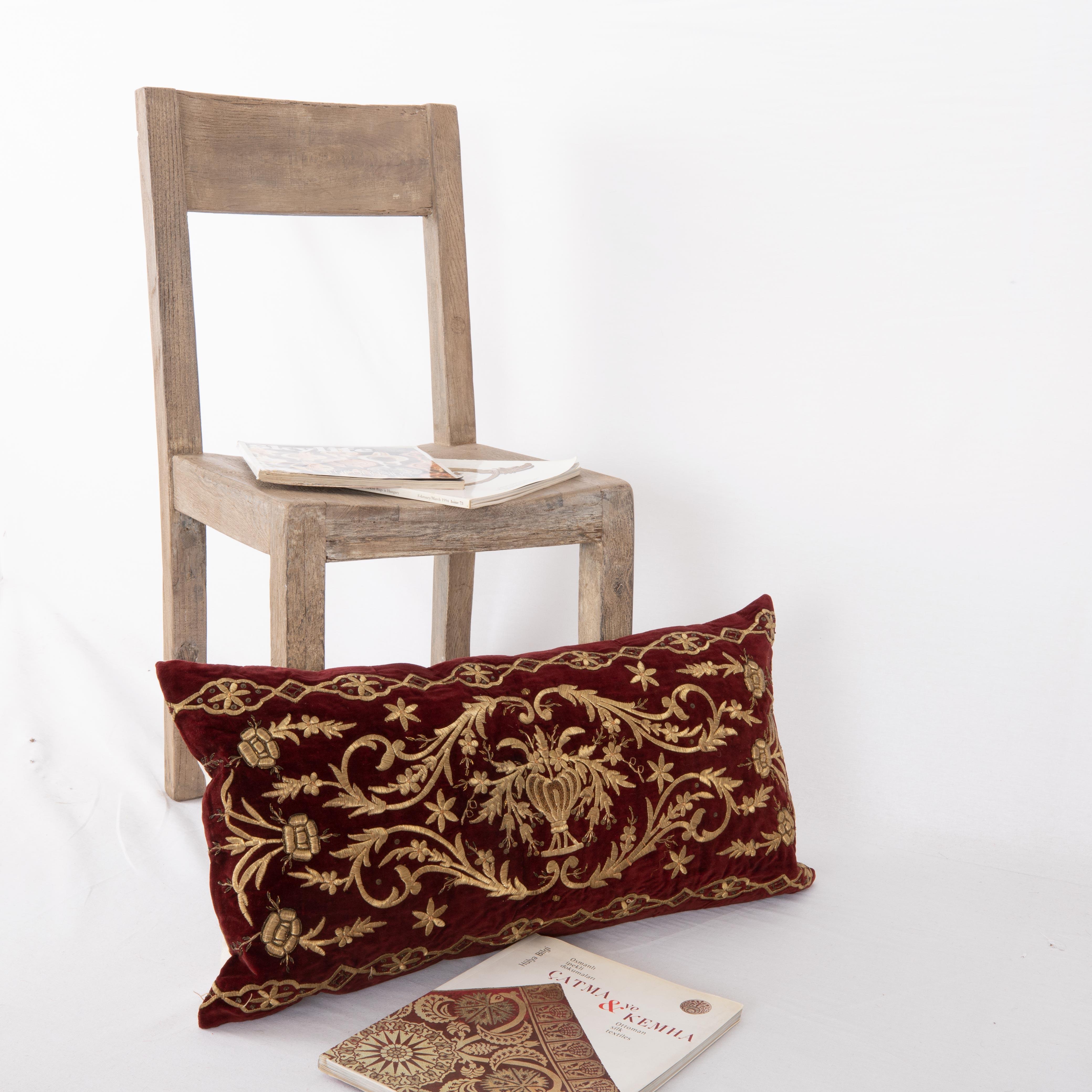 Antique Silk Velvet Ottoman Sarma Pillow Cover, L 19th Century In Good Condition In Istanbul, TR