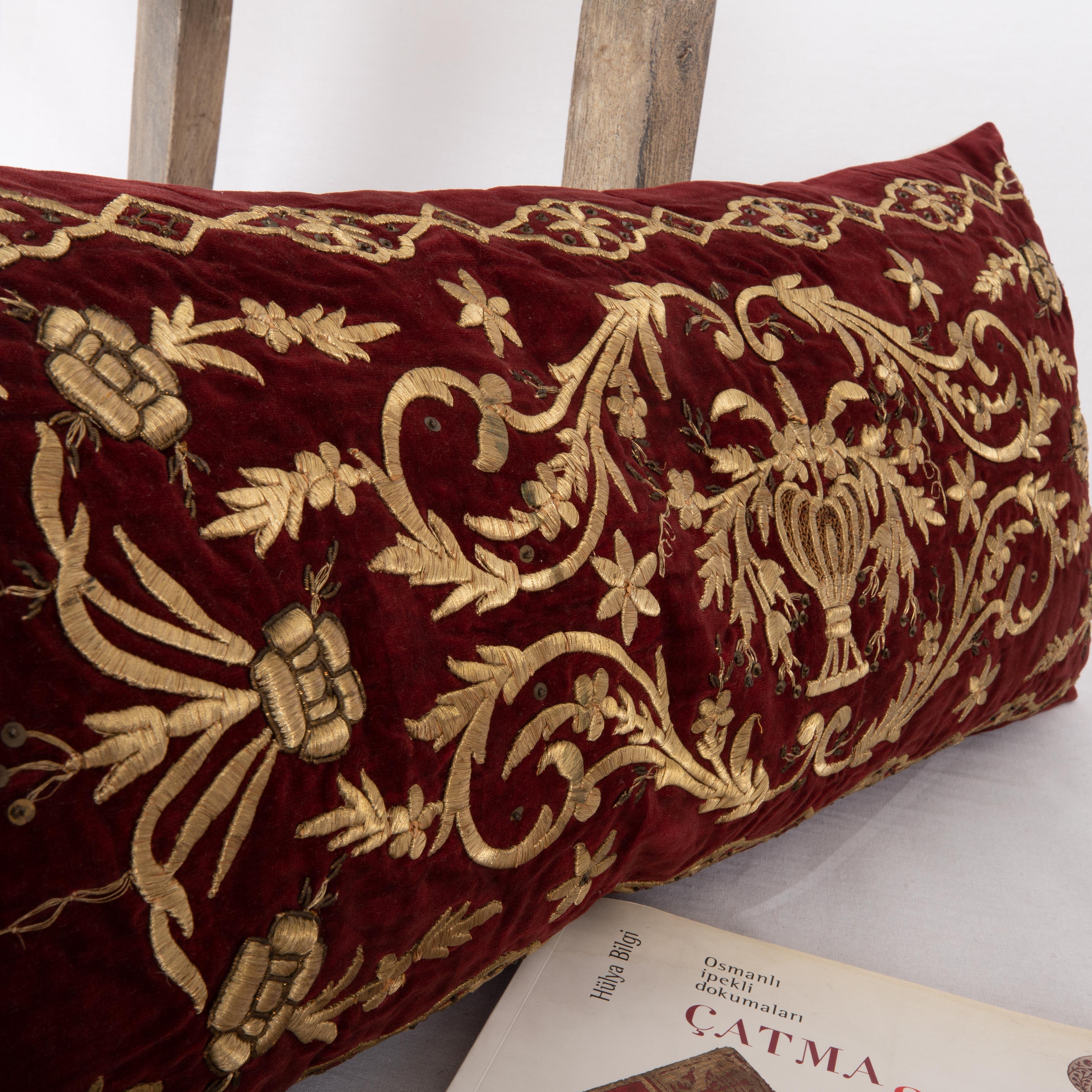 Antique Silk Velvet Ottoman Sarma Pillow Cover, Late 19th Century For Sale 1
