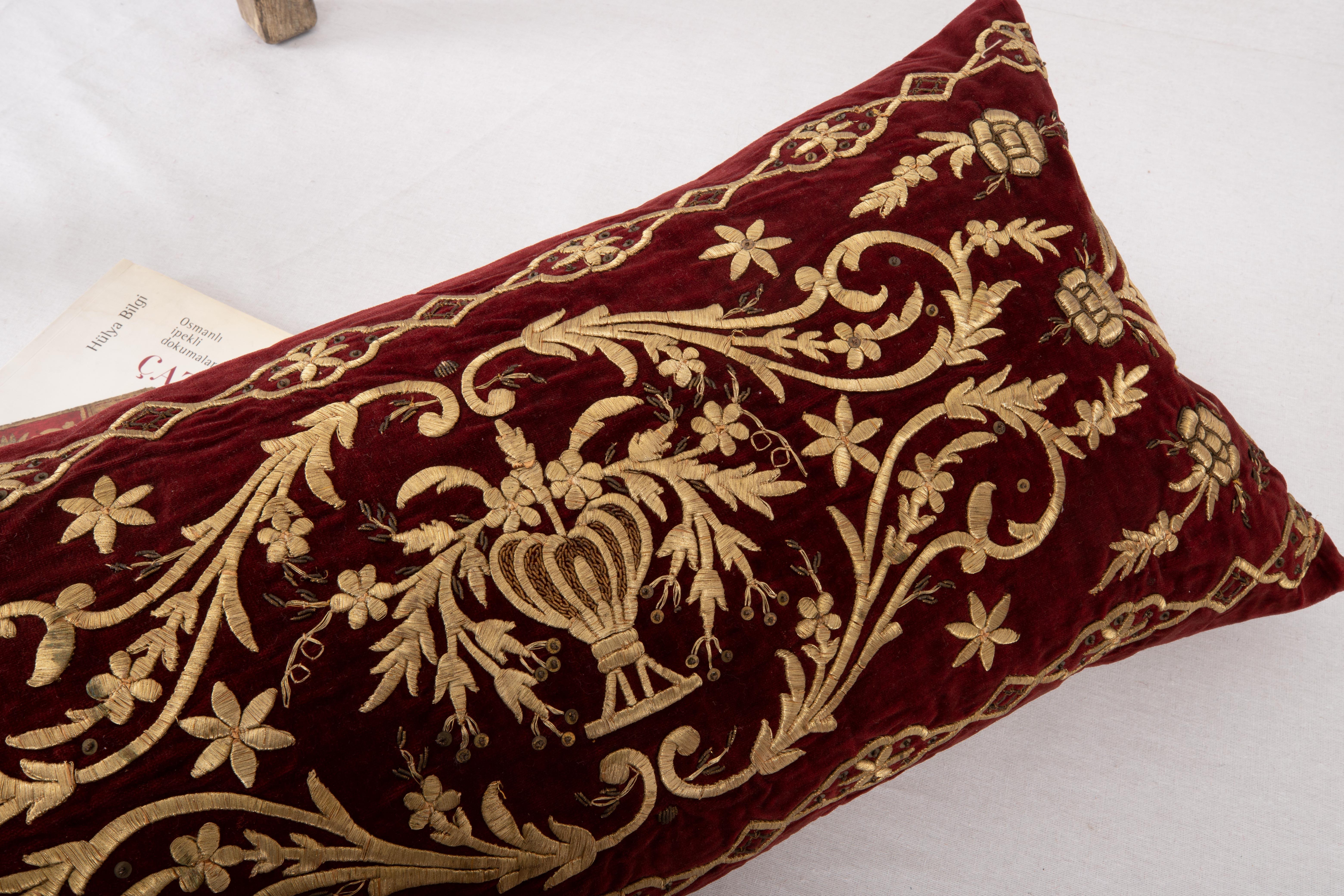 Antique Silk Velvet Ottoman Sarma Pillow Cover, Late 19th Century For Sale 2