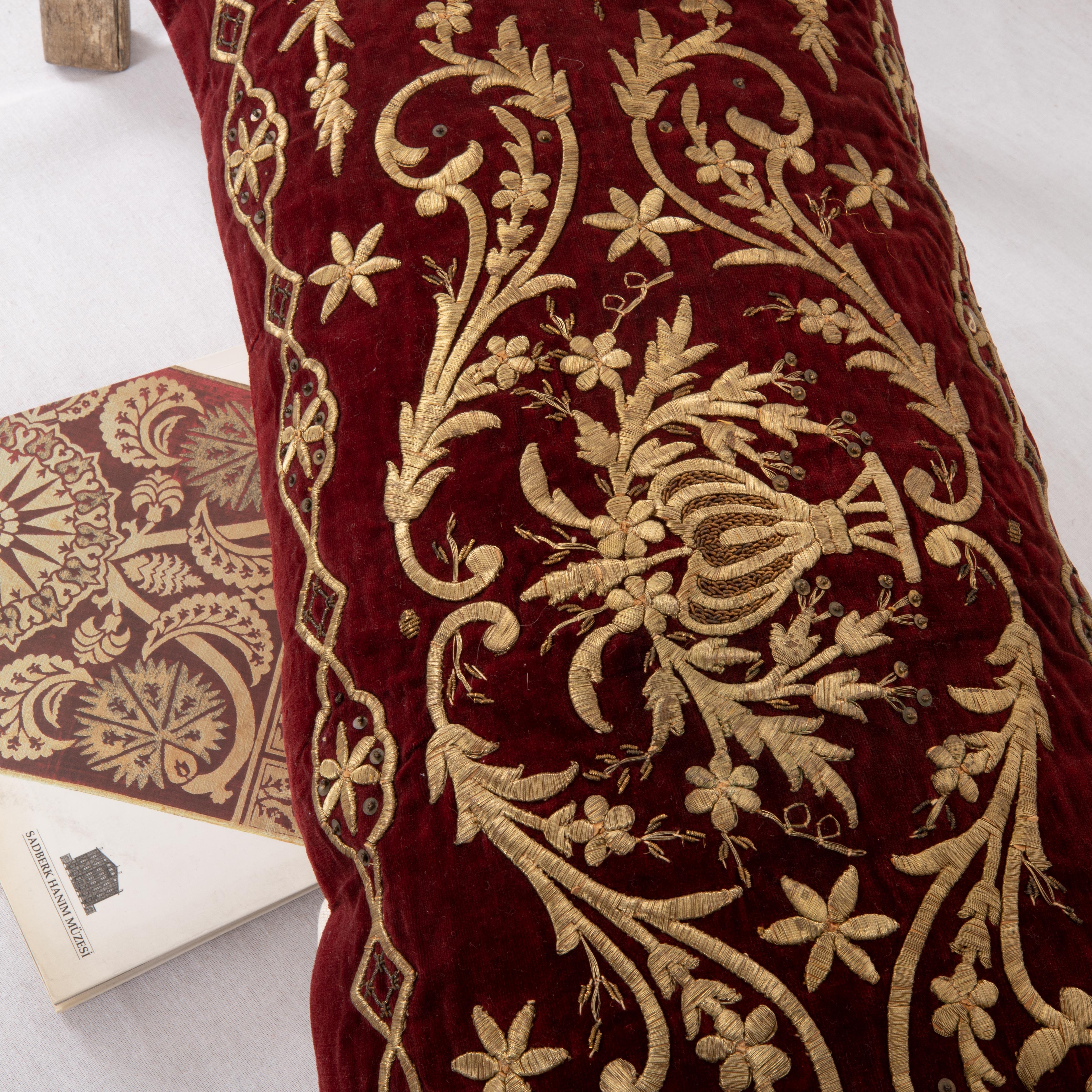 Antique Silk Velvet Ottoman Sarma Pillow Cover, L 19th Century 2