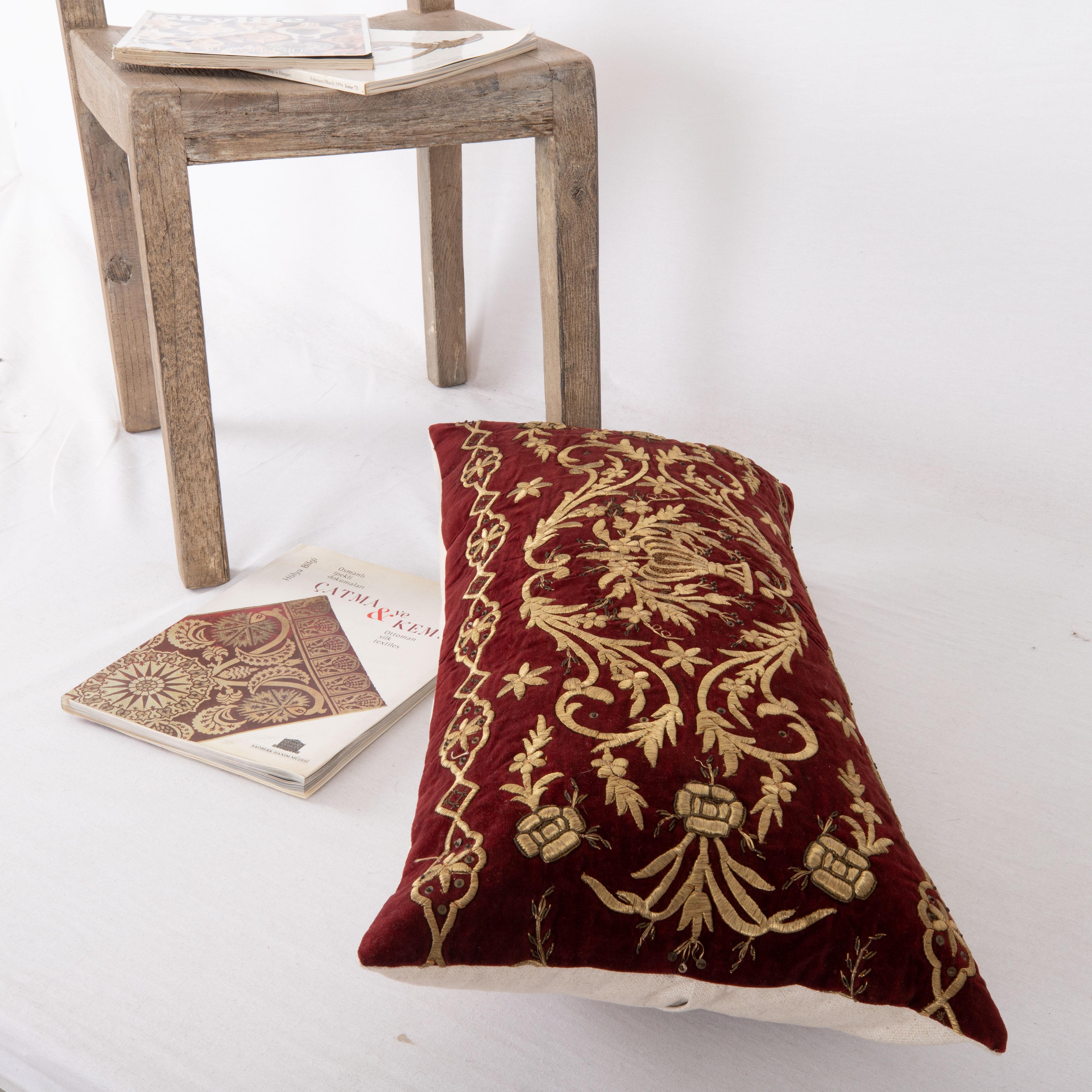 Antique Silk Velvet Ottoman Sarma Pillow Cover, Late 19th Century 2