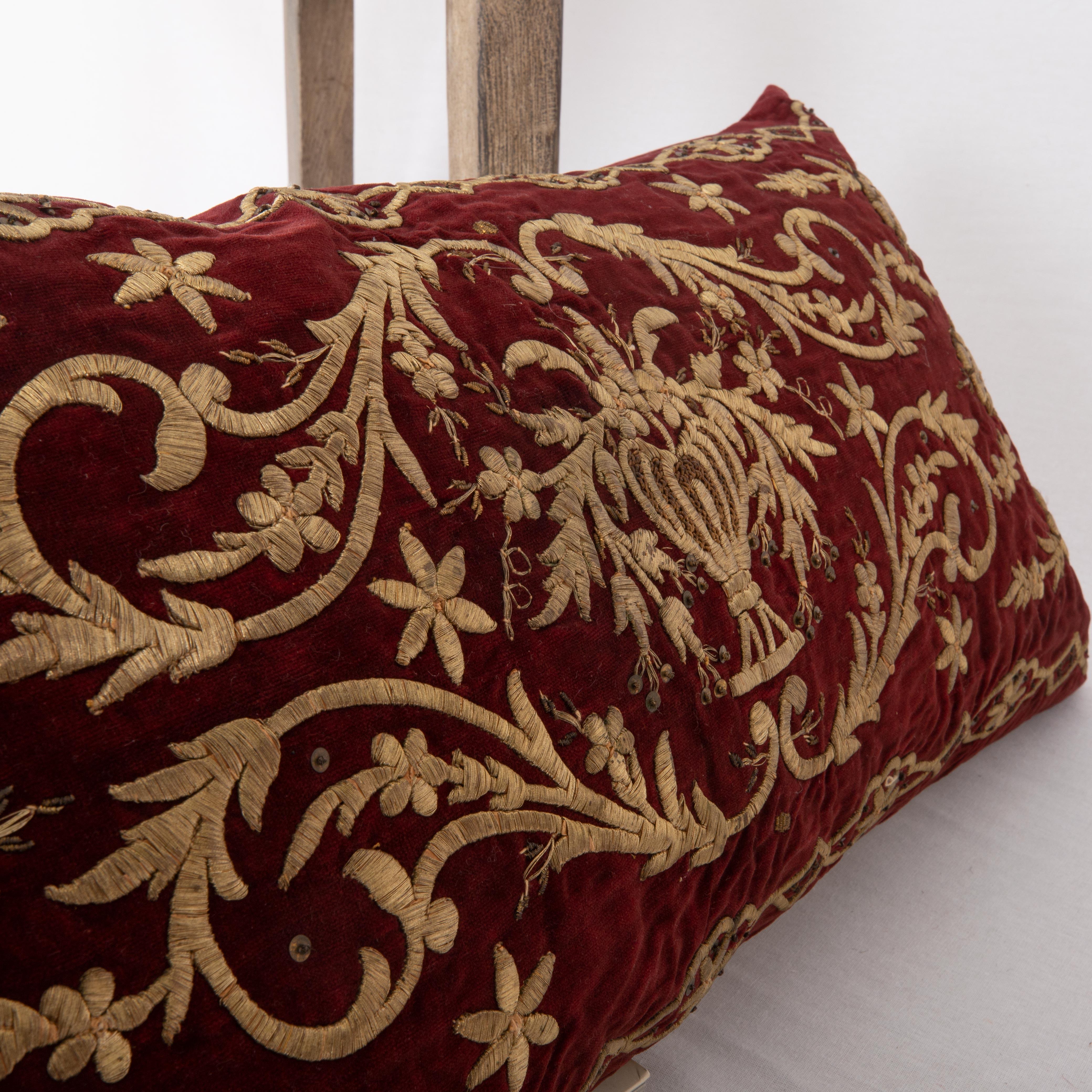 Antique Silk Velvet Ottoman Sarma Pillow Cover, L 19th Century 3