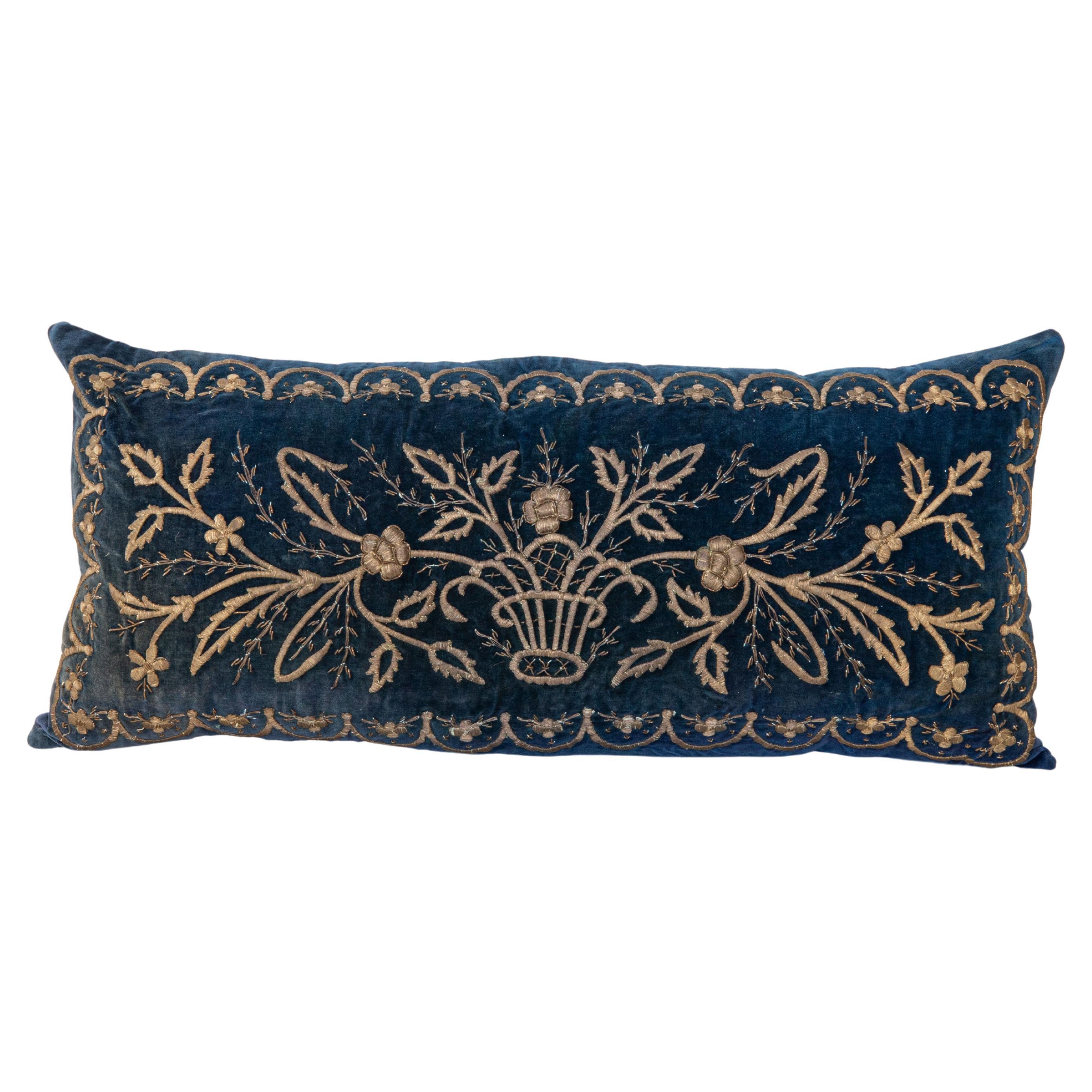 Antique Silk Velvet Ottoman Sarma Pillow Cover, Late 19th Century