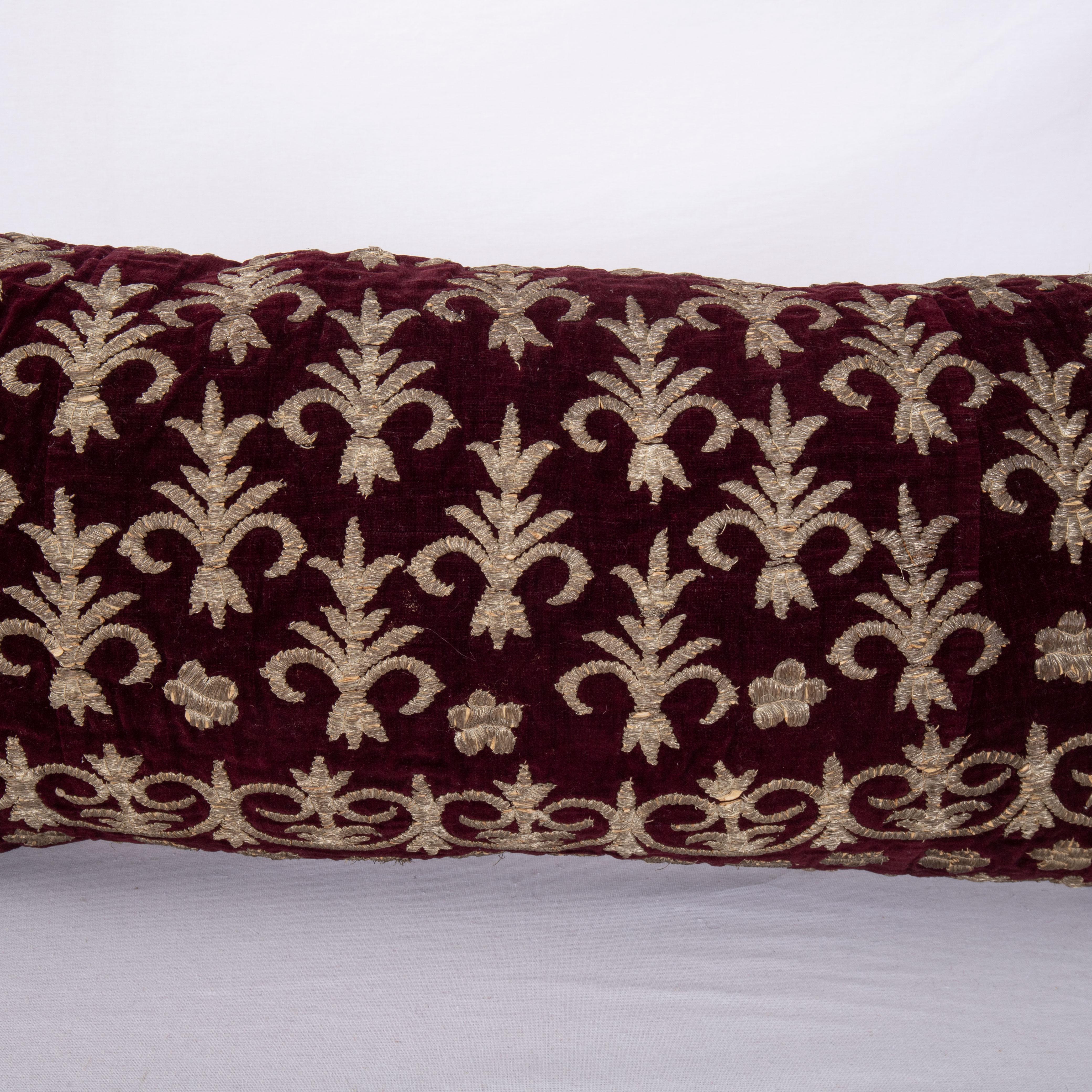 Turkish Antique Silk Velvet Ottoman Violet Sarma Pillow Cover, L 19th Century / E 20th C For Sale