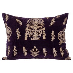 Antique Silk Velvet Ottoman Violet Sarma Pillow Cover, L 19th C / E 20th C