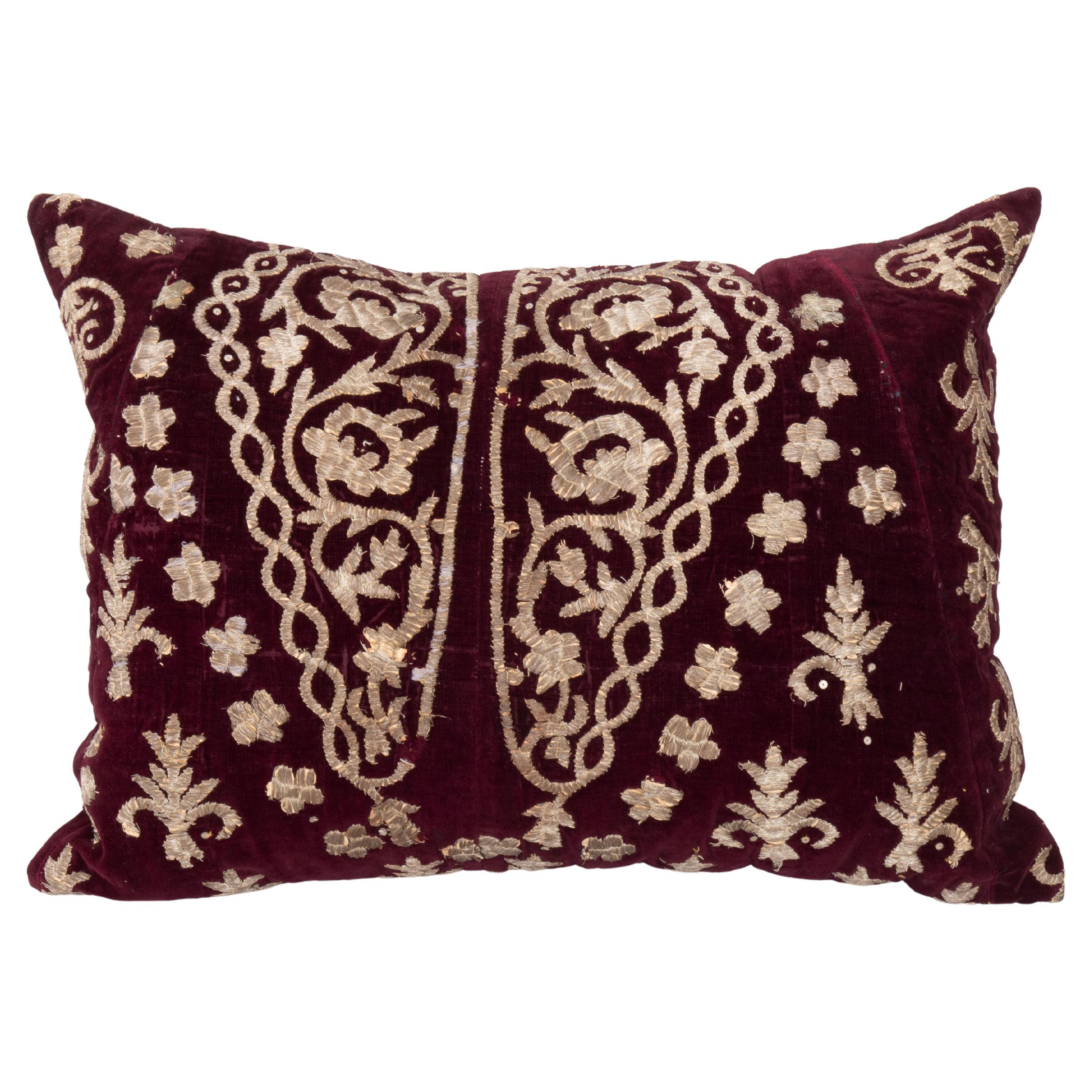 Antique Silk Velvet Ottoman Violet Sarma Pillow Cover, L 19th Century / E 20th C For Sale
