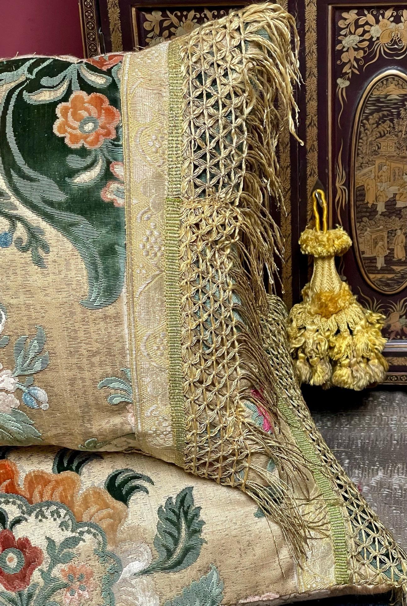 Antique Silk Velvet Pillows PAIR For Sale 3