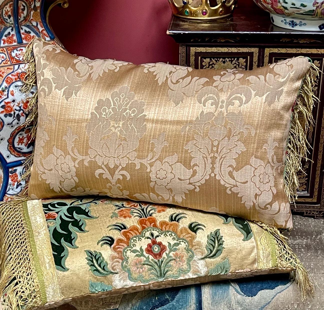 Antique Silk Velvet Pillows PAIR For Sale 4