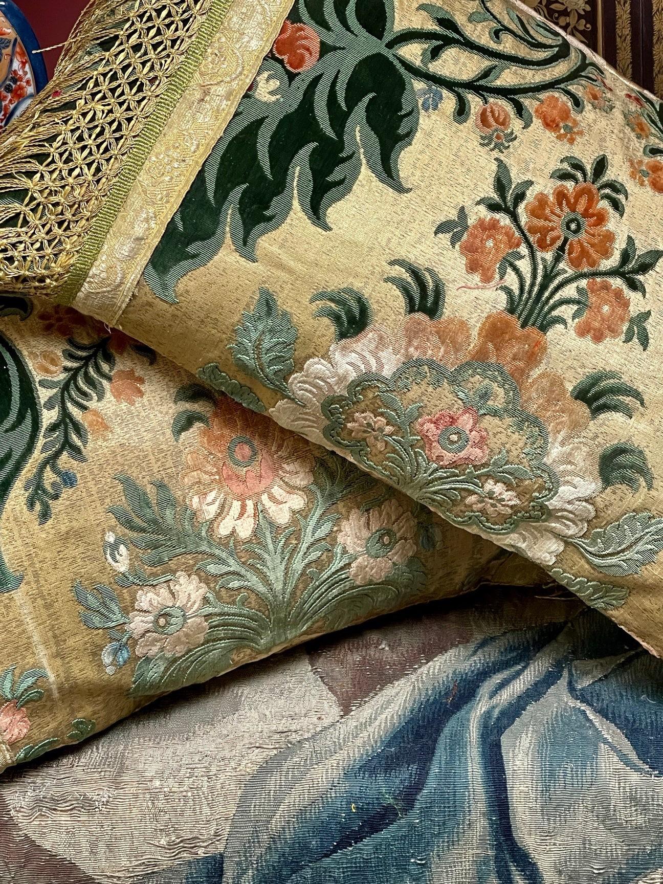 Italian Antique Silk Velvet Pillows PAIR For Sale