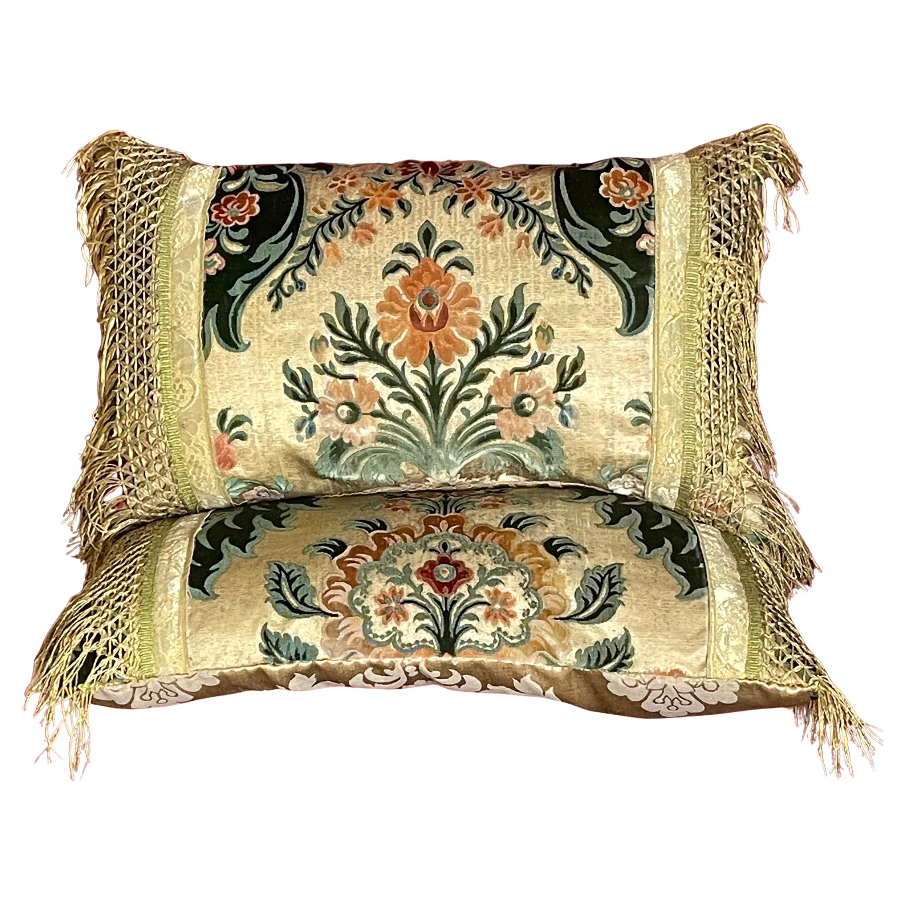 Antique Silk Velvet Pillows PAIR