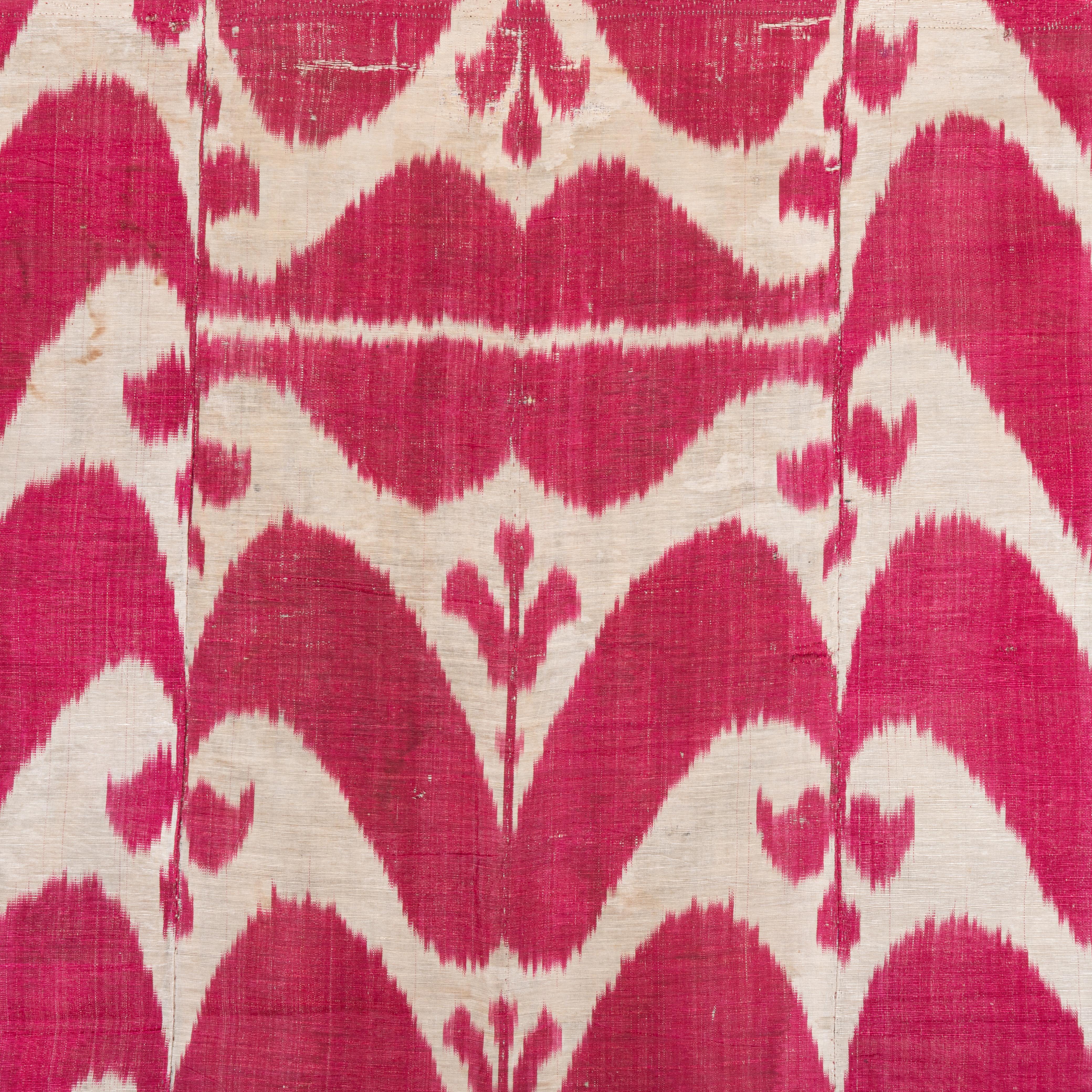 Antike Seiden-Kett-Baumwoll-Schuss-Ikat-Tafel, spätes 19. Jahrhundert, Usbekistan (Baumwolle) im Angebot