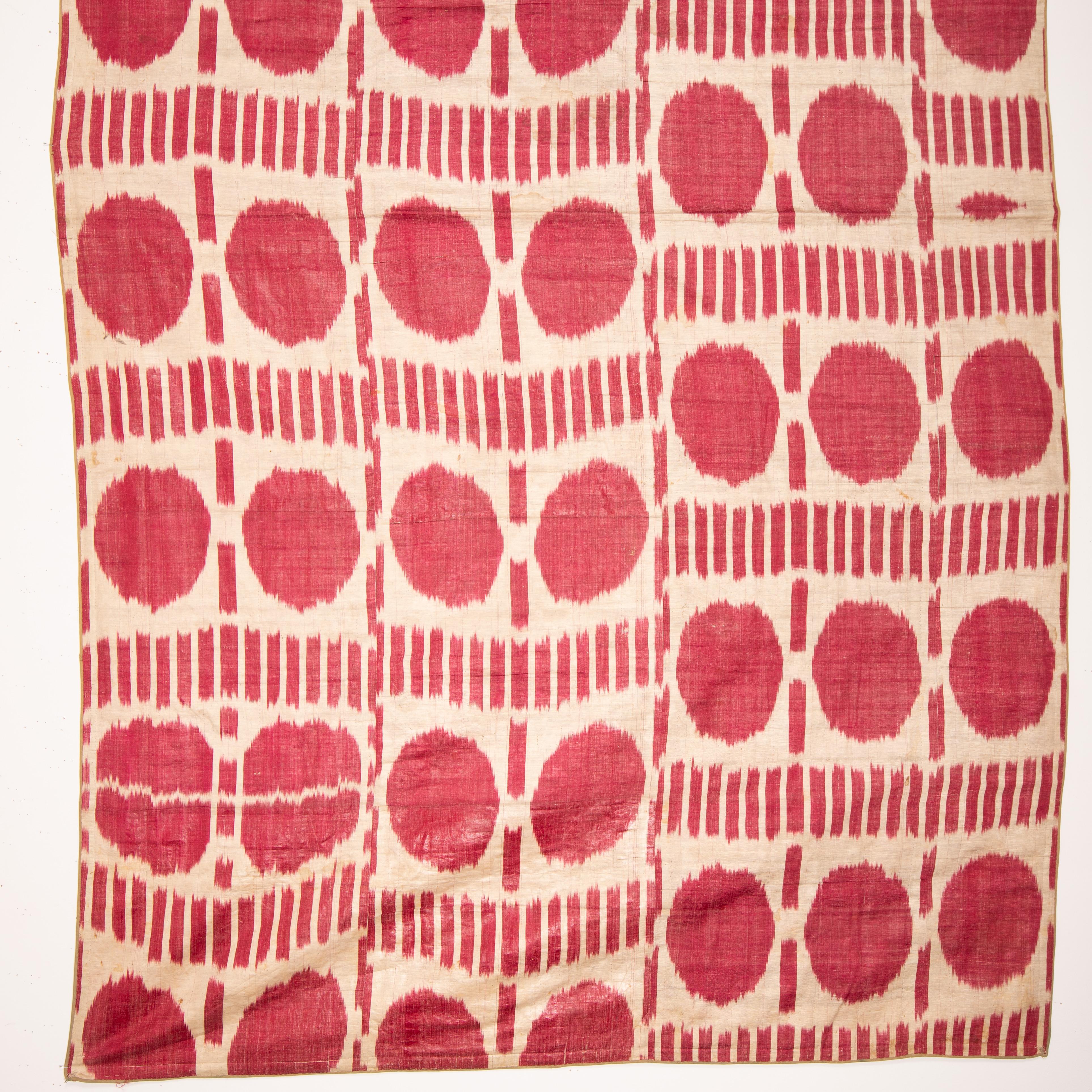 Antique Silk Warp Cotton Weft Ikat Panel, Uzbekistan, Late 19th C In Good Condition In Istanbul, TR