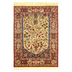 Alte Seide & Wolle Persisch Akzent Teppich in Gold und Rot 5x7