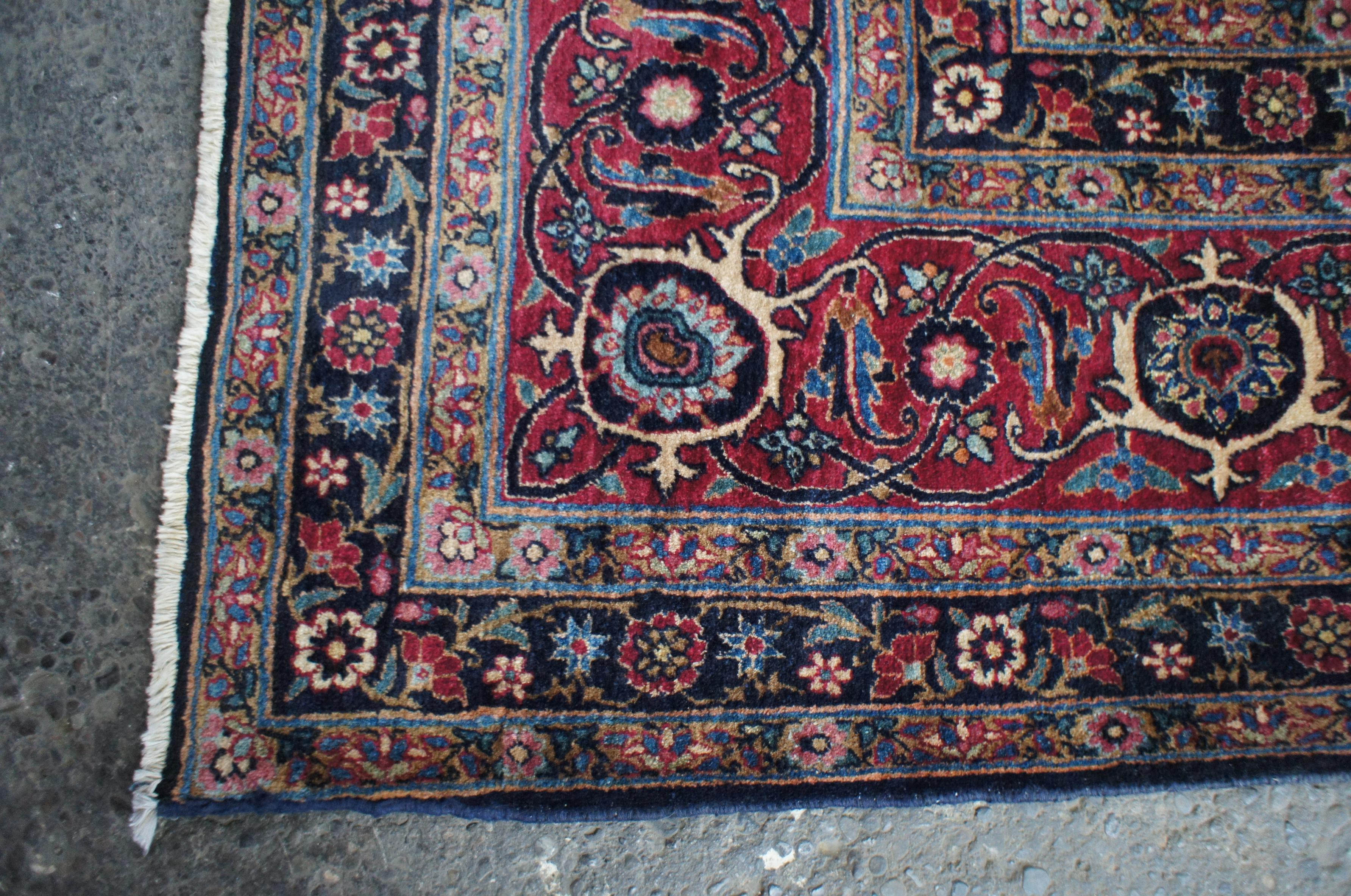 20th Century Antique Silk Wool Tabriz Persian Hand Knotted Geometric Bokhara Palace Rug For Sale