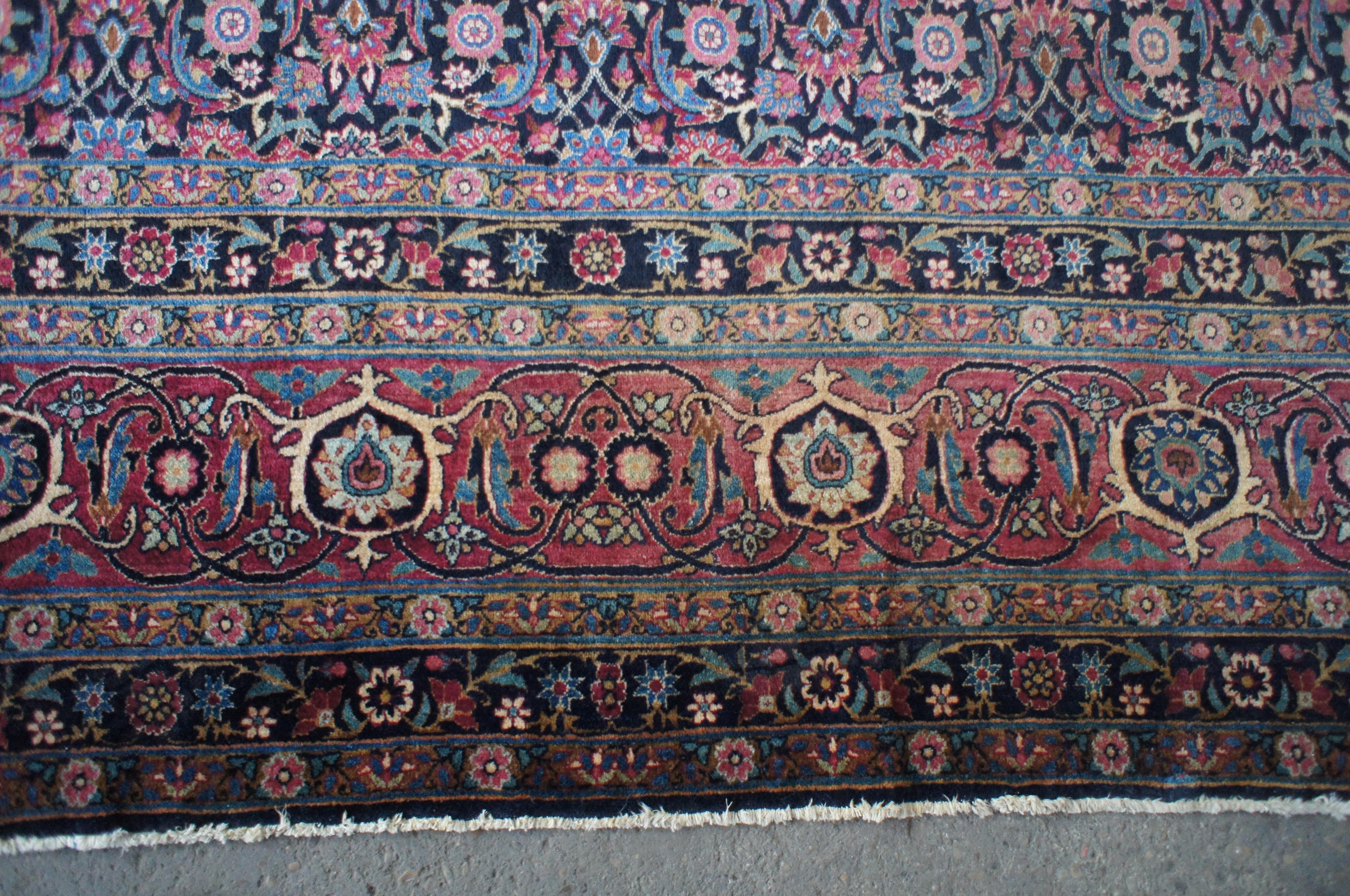 Antique Silk Wool Tabriz Persian Hand Knotted Geometric Bokhara Palace Rug For Sale 3