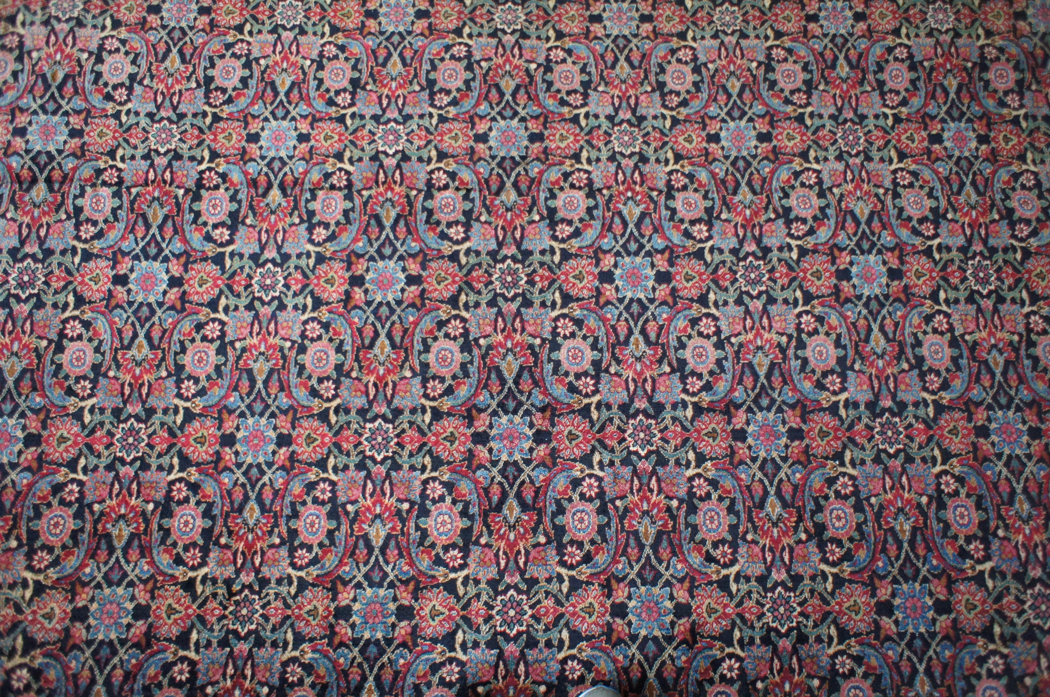 Antique Silk Wool Tabriz Persian Hand Knotted Geometric Bokhara Palace Rug For Sale 4