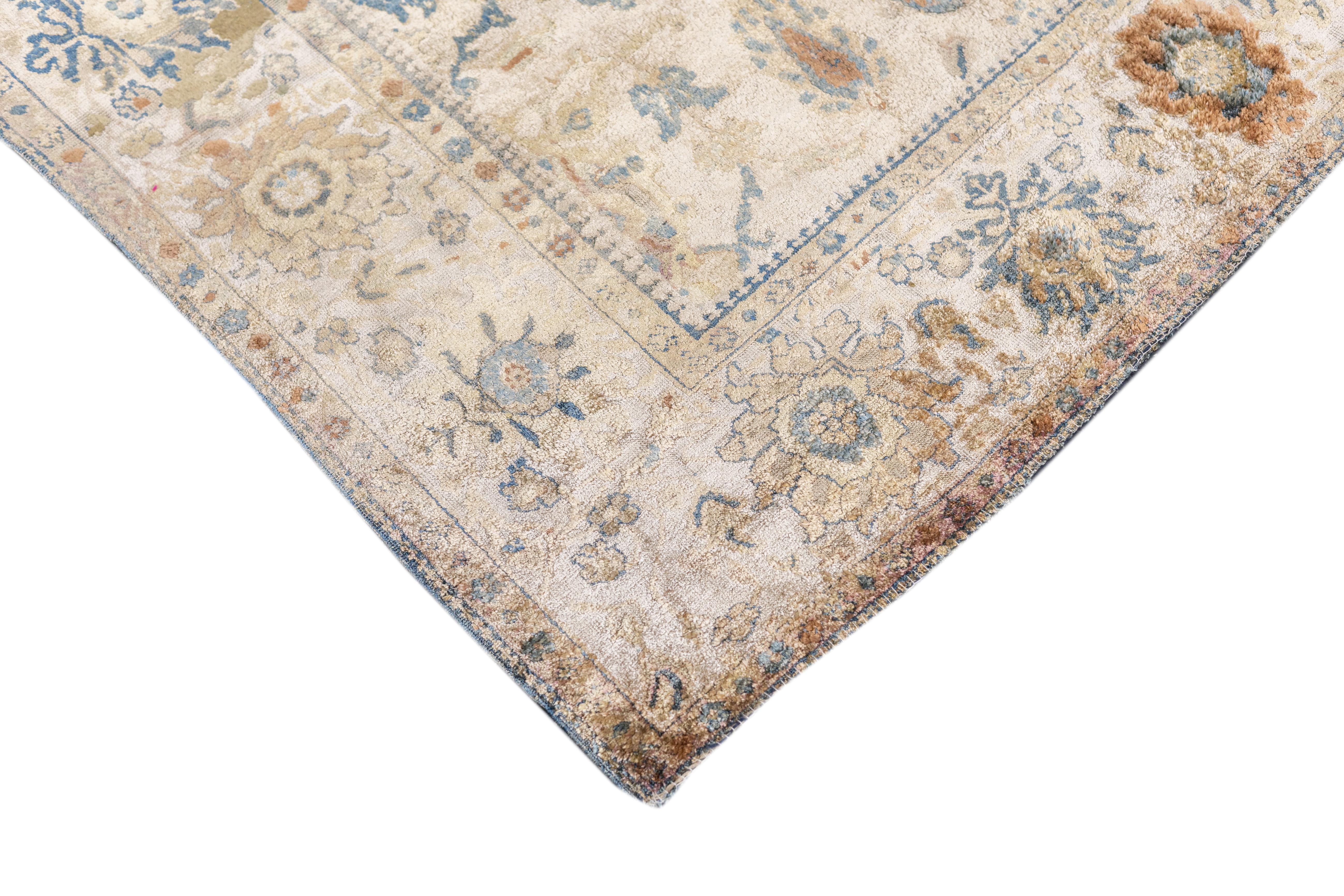 Antiker Ziegler Mahal-Teppich aus Seide 4'2'' x 6'6'' (Persisch) im Angebot