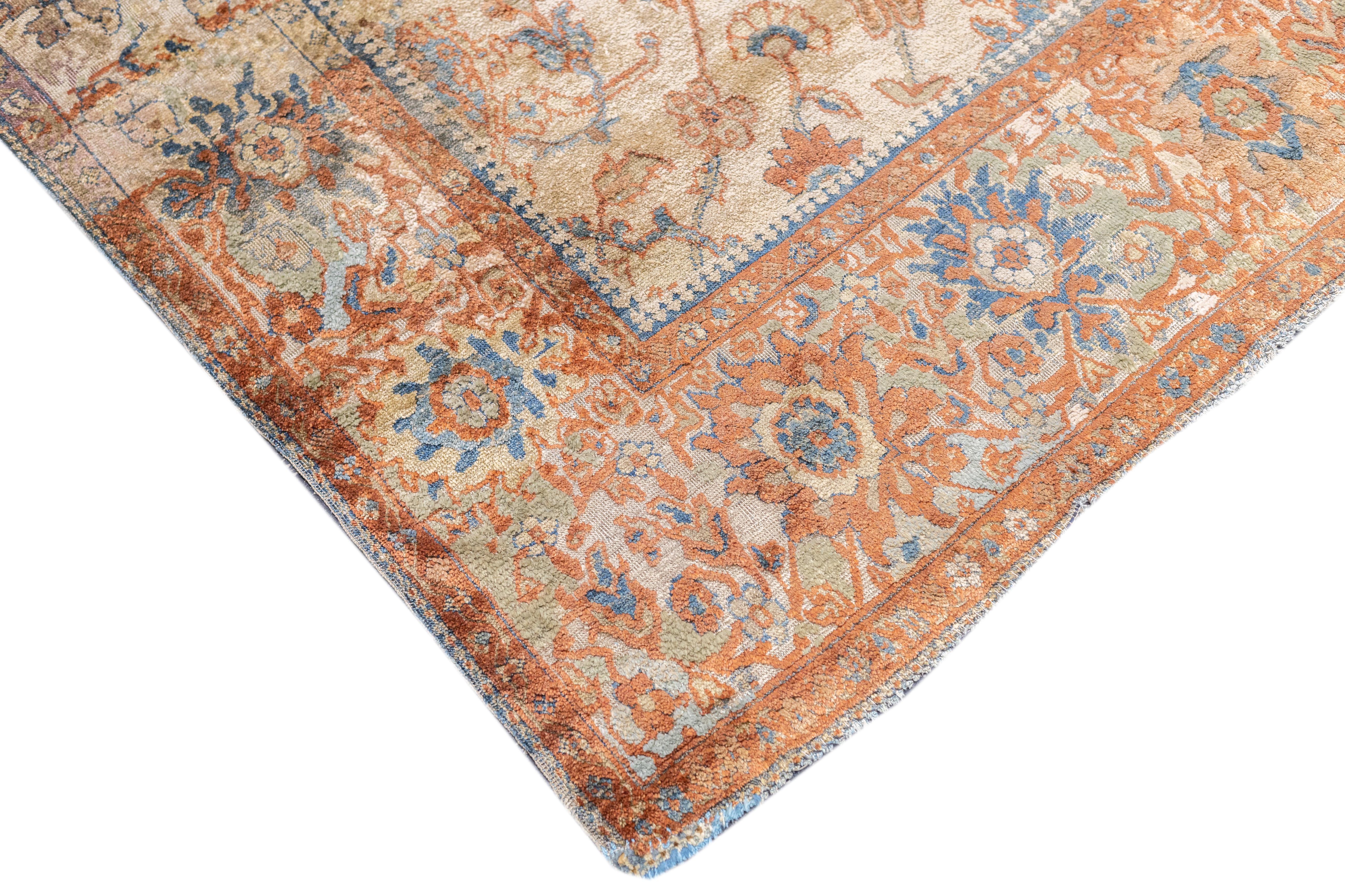 Antiker Ziegler Mahal-Teppich aus Seide 4'2'' x 6'6'' (Handgeknüpft) im Angebot