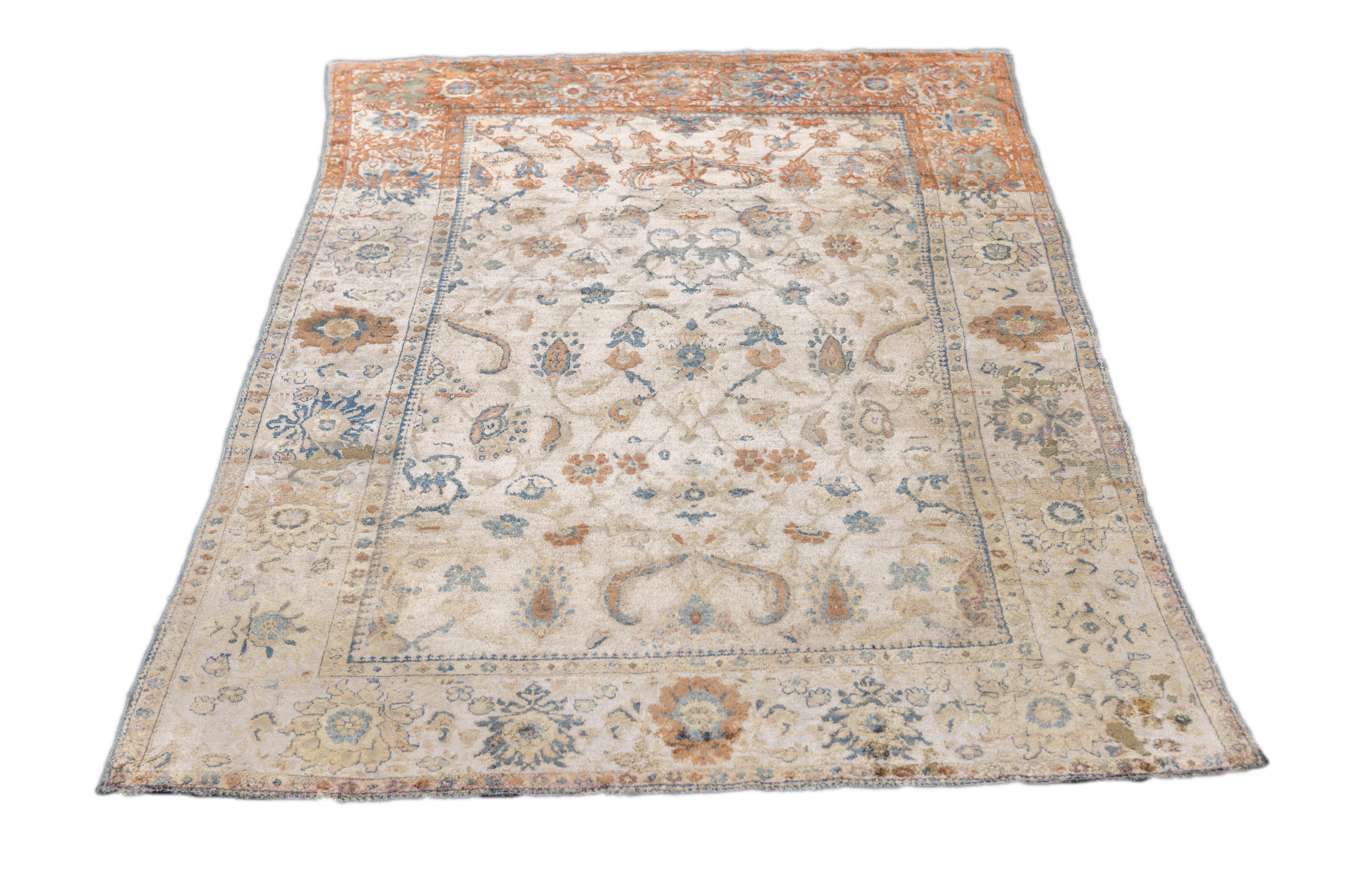 Antiker Ziegler Mahal-Teppich aus Seide 4'2'' x 6'6'' (19. Jahrhundert) im Angebot