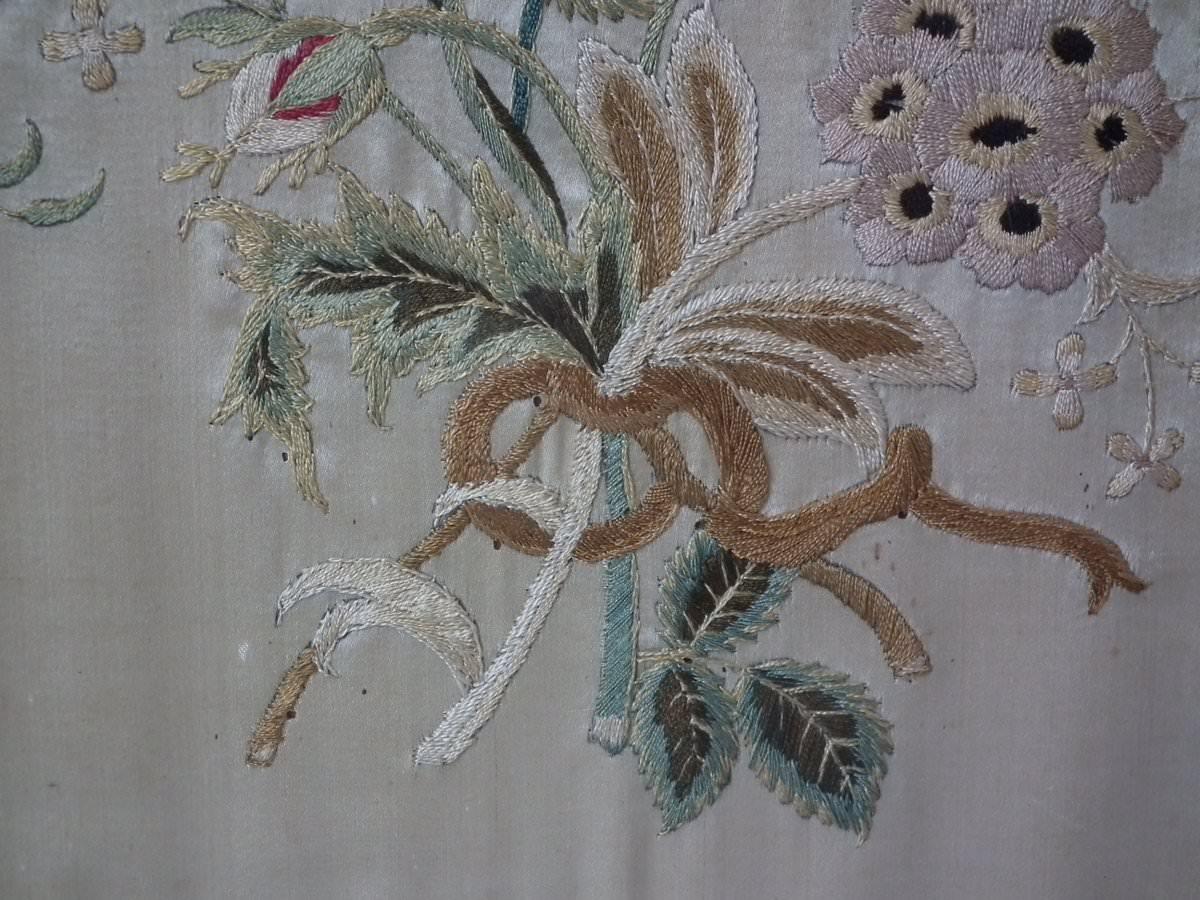 Antique Silkwork Flower Bouquet Embroidery 4